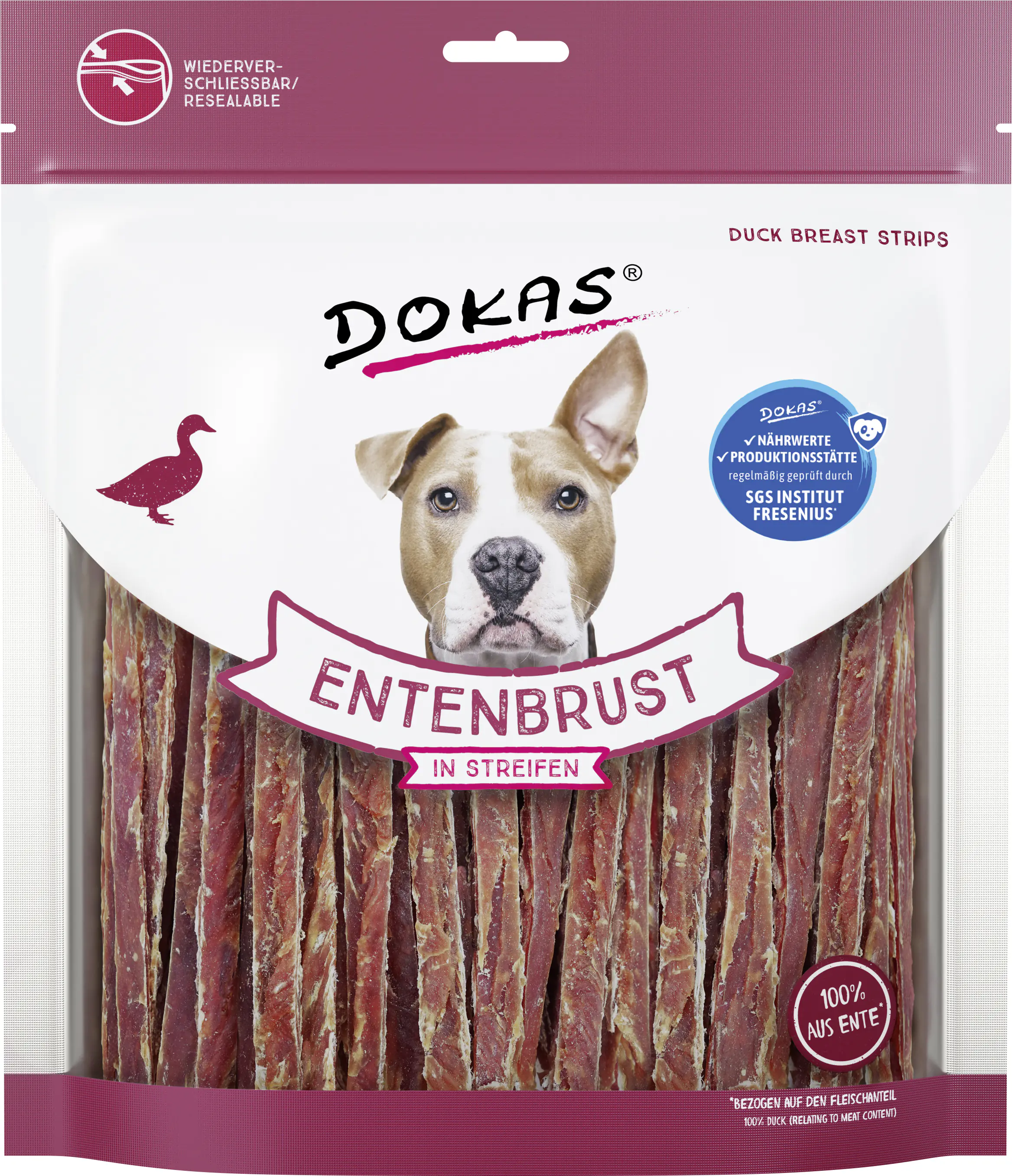 Dokas Hundesnack Entenbrust in Streifen 500 g