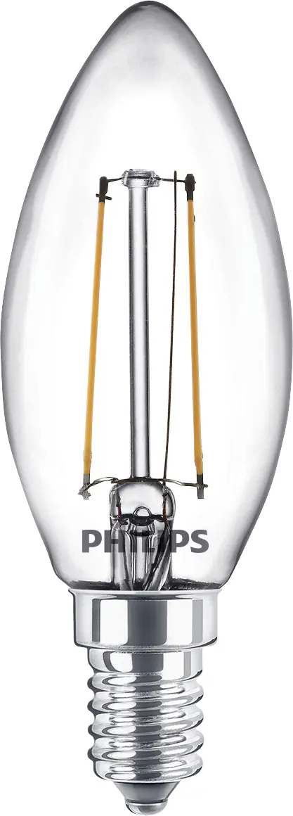 Philips LED-Leuchtmittel Filament Kerzenform B35 E14 2W warmweiß 2er Pack