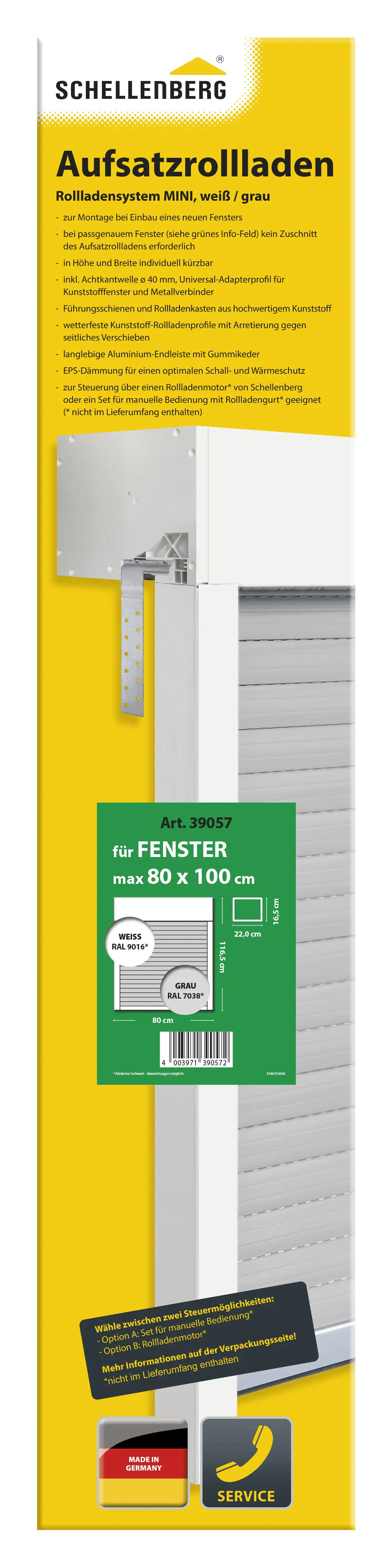 Schellenberg Aufsatzrollladen-Set für Fenster, 80 x 100 cm, weiß/grau Schellenberg Aufsatzrollladen-Set für Fenster, 80 x 100 cm, weiß/grau