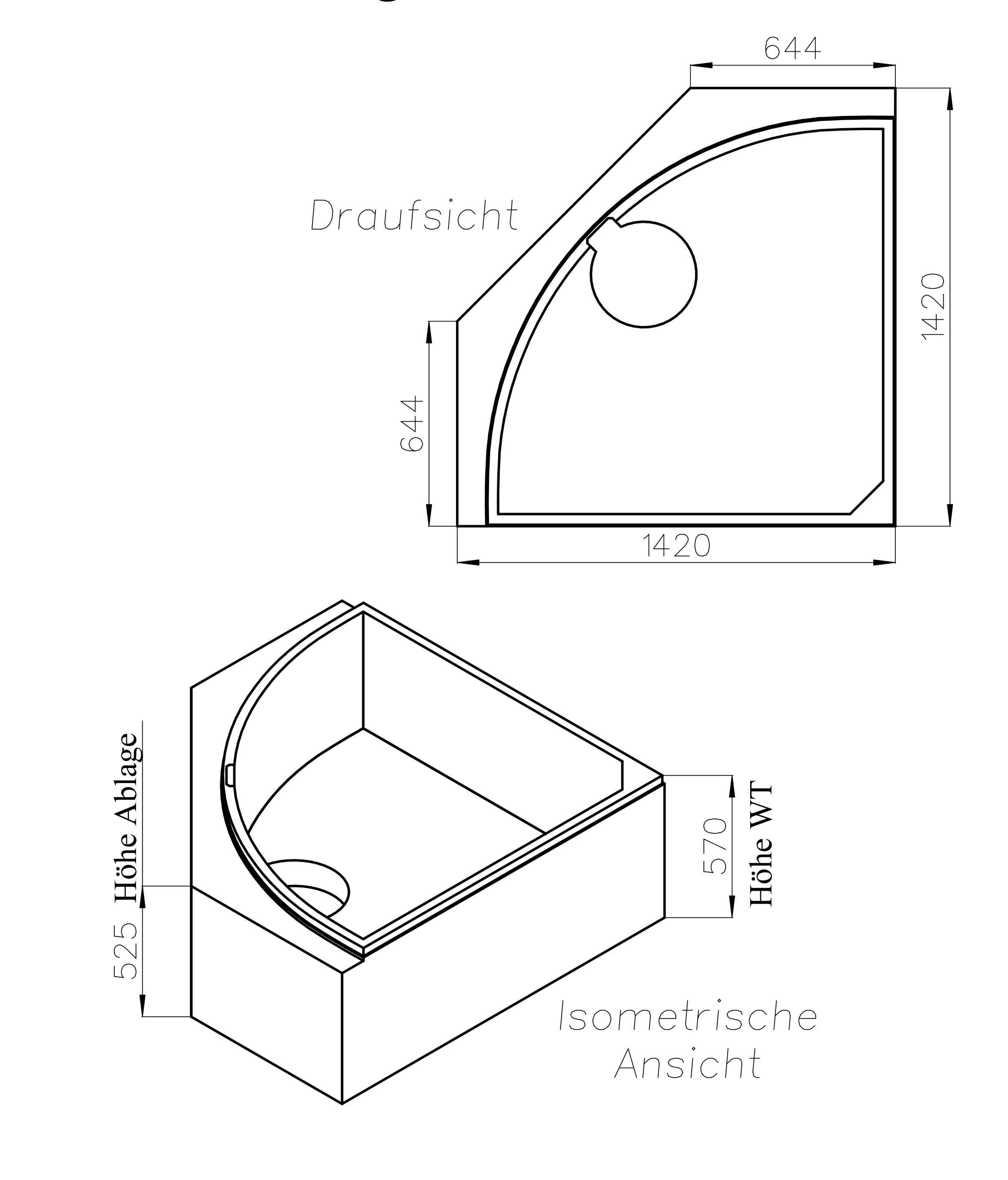 Ottofond Wannenträger Laguna 1420 x 1420 mm