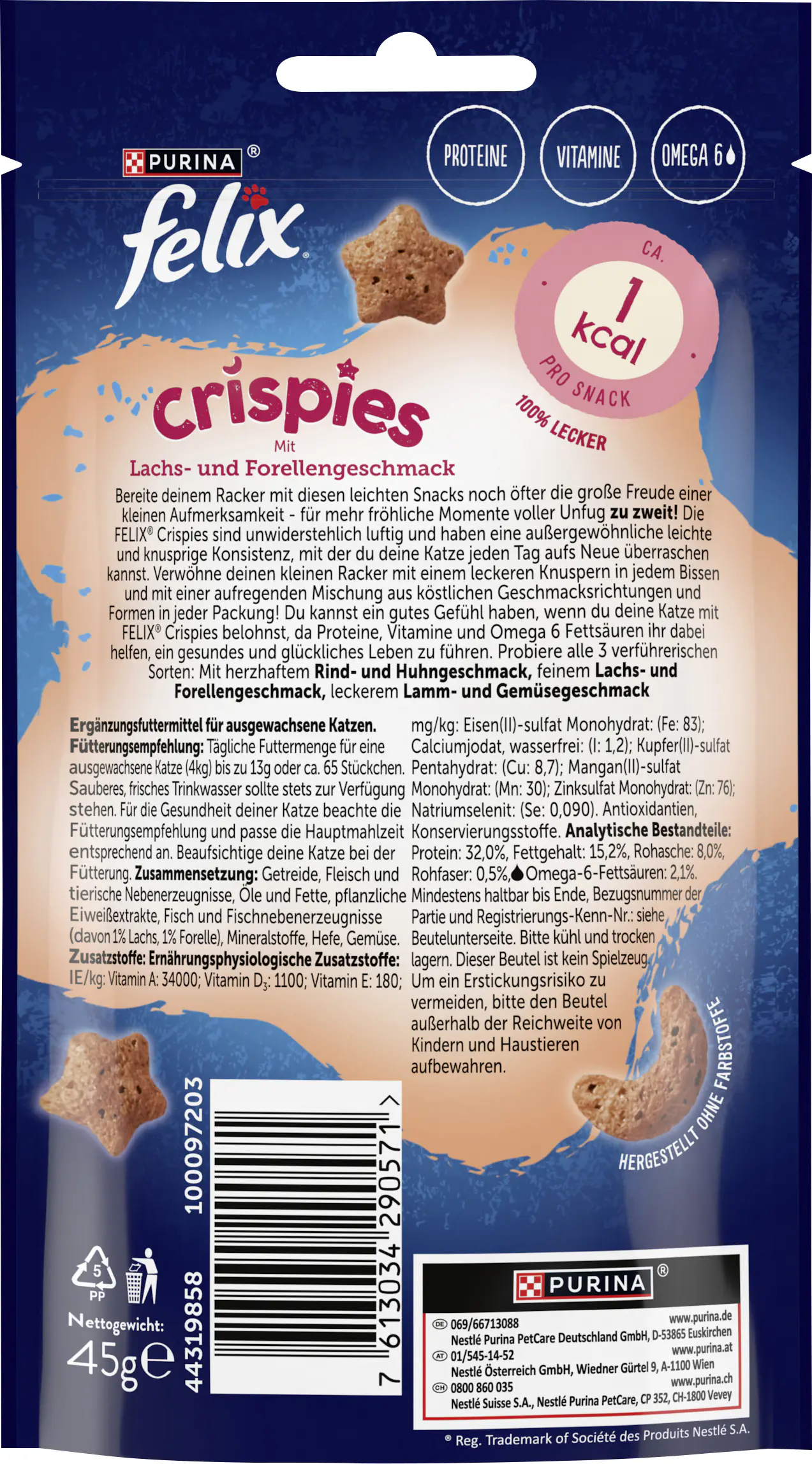 Felix Crispies Katzensnack Lachs und Forelle 45g