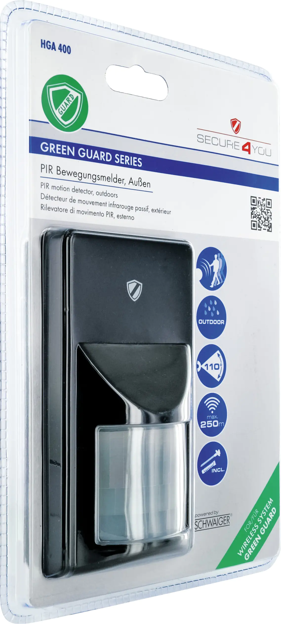 4004005019933_1 Schwaiger Bewegungsmelder Green Guard schwarz, Außenbereich