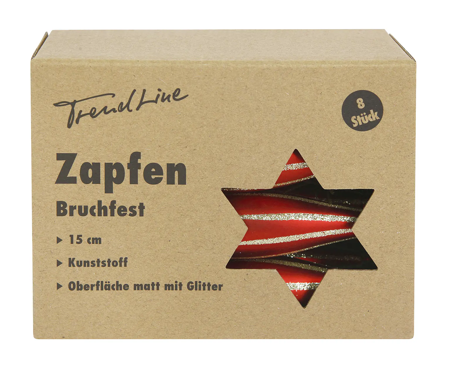 TrendLine Weihnachtskugeln Zapfen bruchfest, langlebig 15 cm rot 8 Stück
