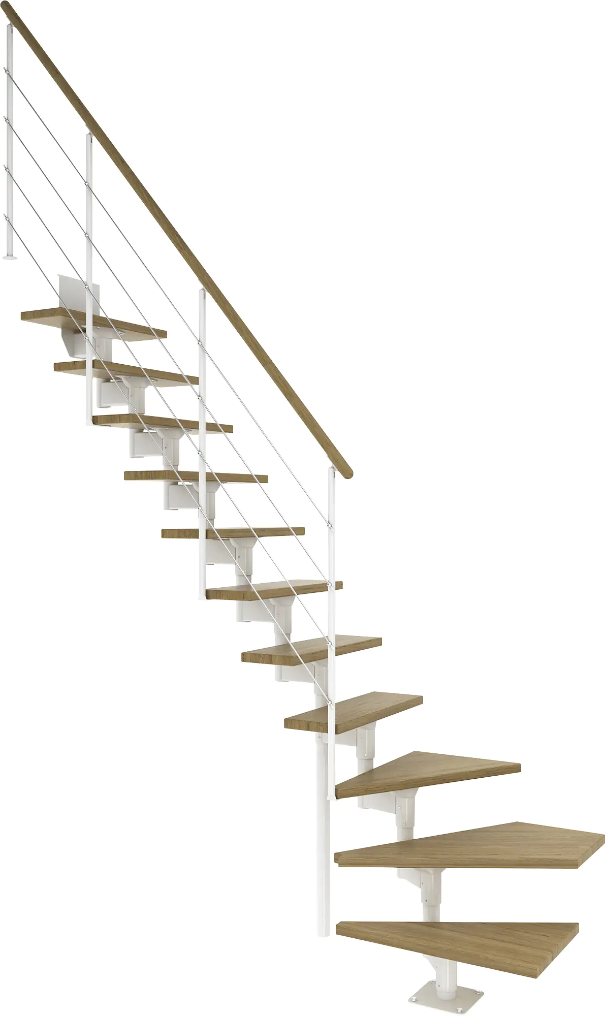 Dolle Mittelholmtreppe Boston 1/4gew. weiß 11 Stufen Eiche