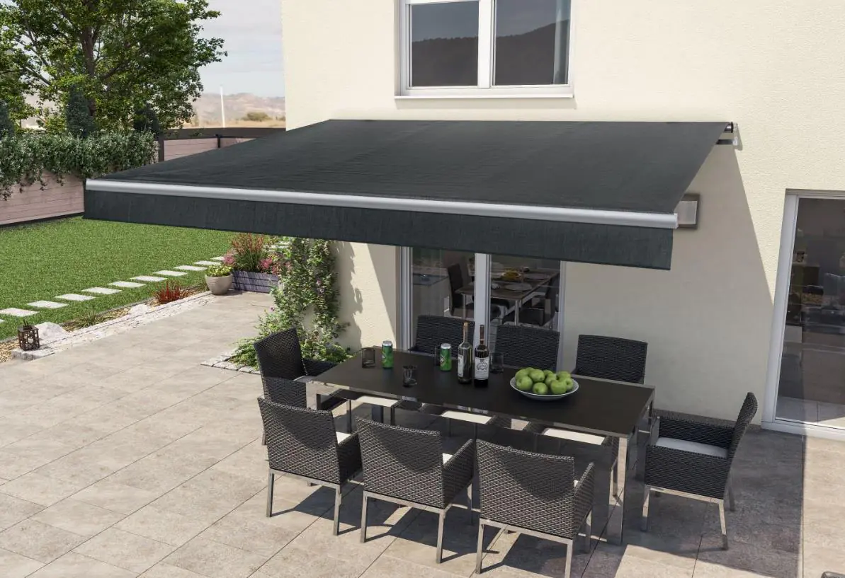 Gelenkarm-Markise Berlin mit Funkmotor anthrazit Breite 400 cm Ausfall 250 cm - B-Ware