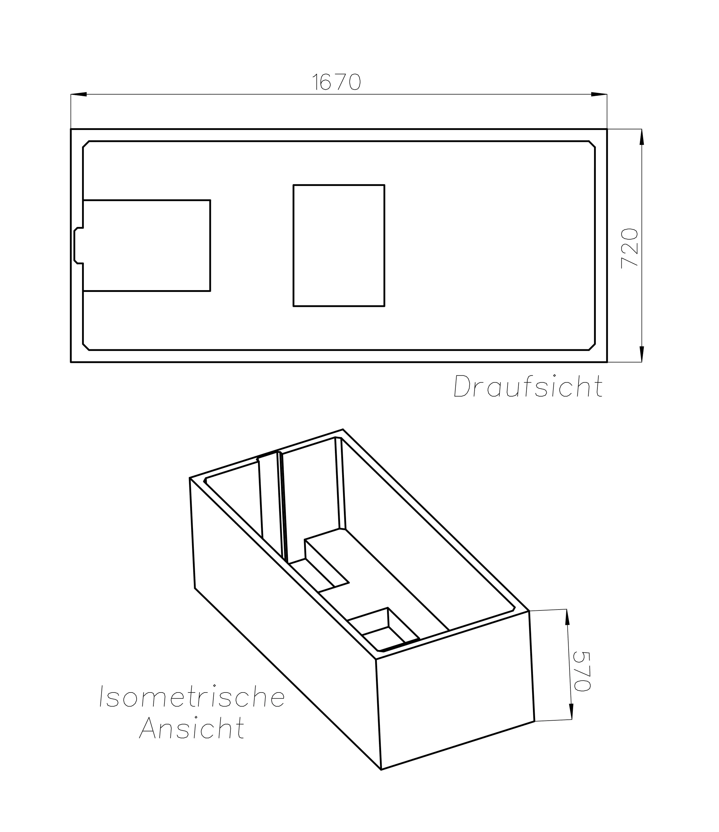 Ottofond Wannenträger Braga 1670 x 720 mm