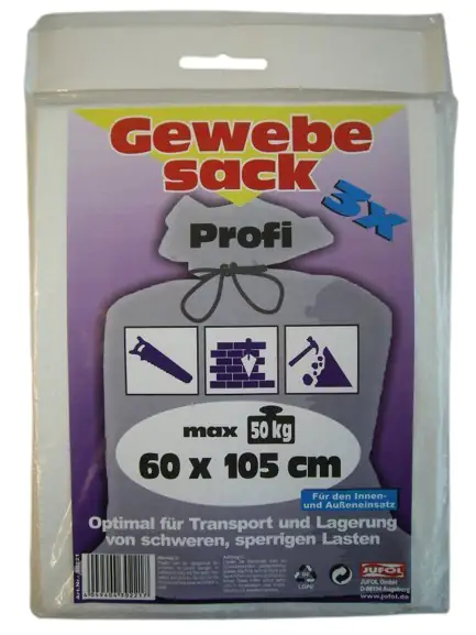 Gewebesäcke ca. 50g/m² 600 x 1050 mm, weiß  3 Stück/Pack Gewebesäcke ca. 50g/m² 600 x 1050 mm, weiß  3 Stück/Pack