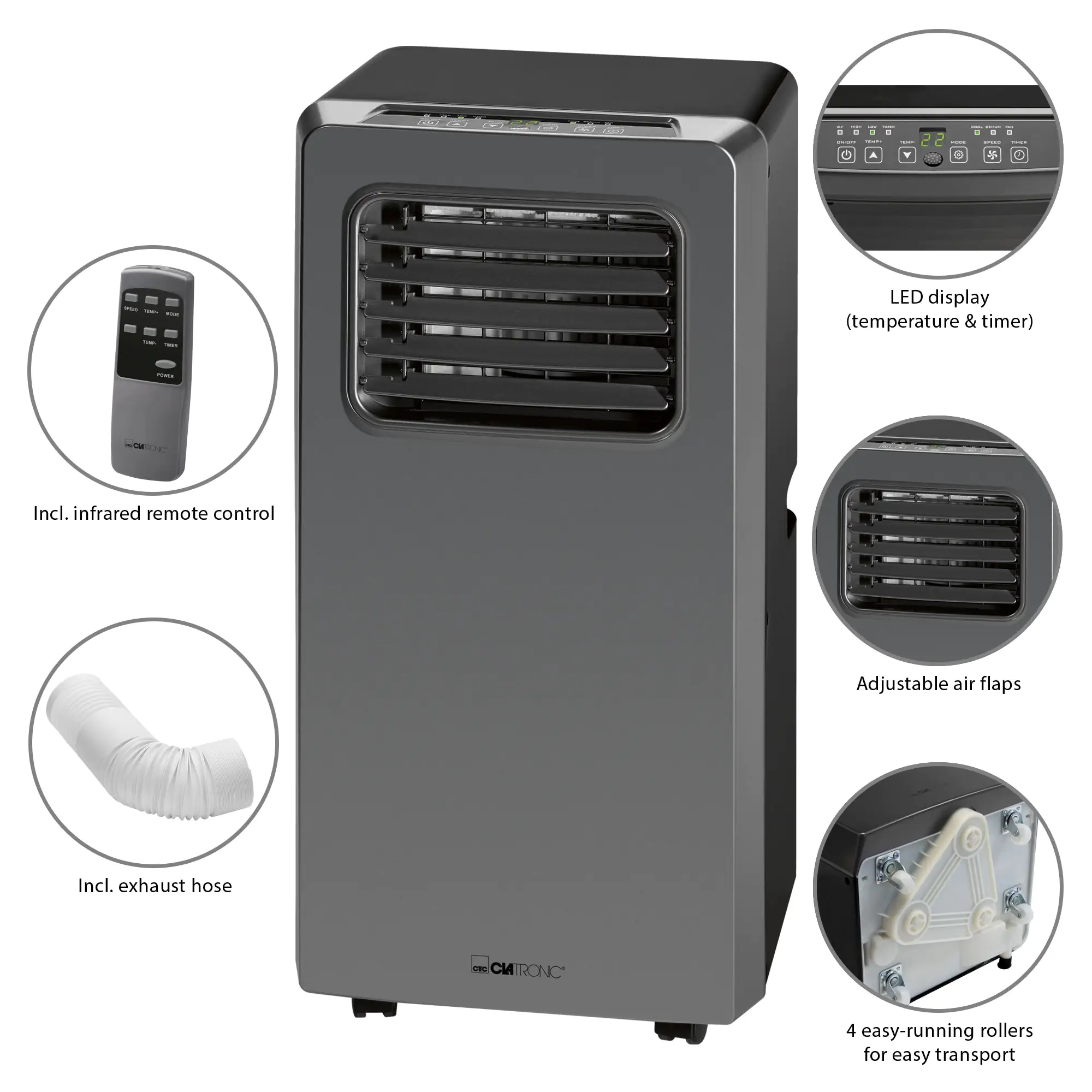 Clatronic Klimagerät CL 3672 8000 BTU, LED-Display, EEK A Clatronic Klimagerät CL 3672 8000 BTU, LED-Display, EEK A