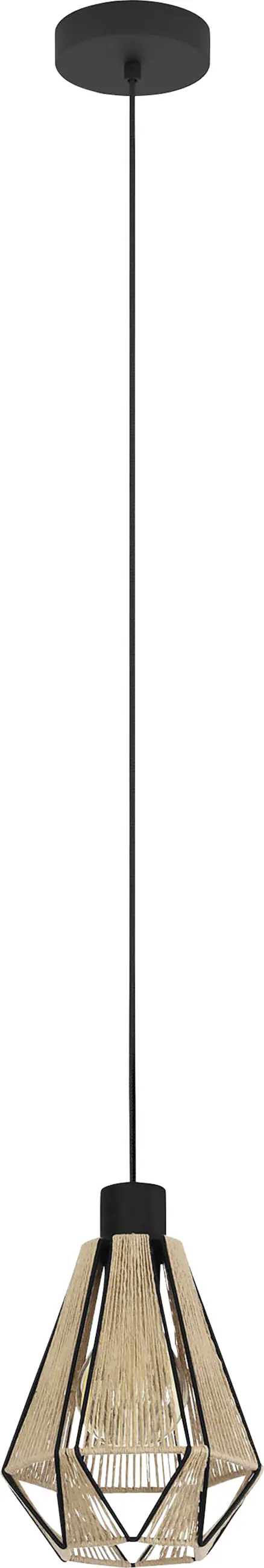 Eglo Pendelleuchte Adwickle natur schwarz 17 x 110 cm E27