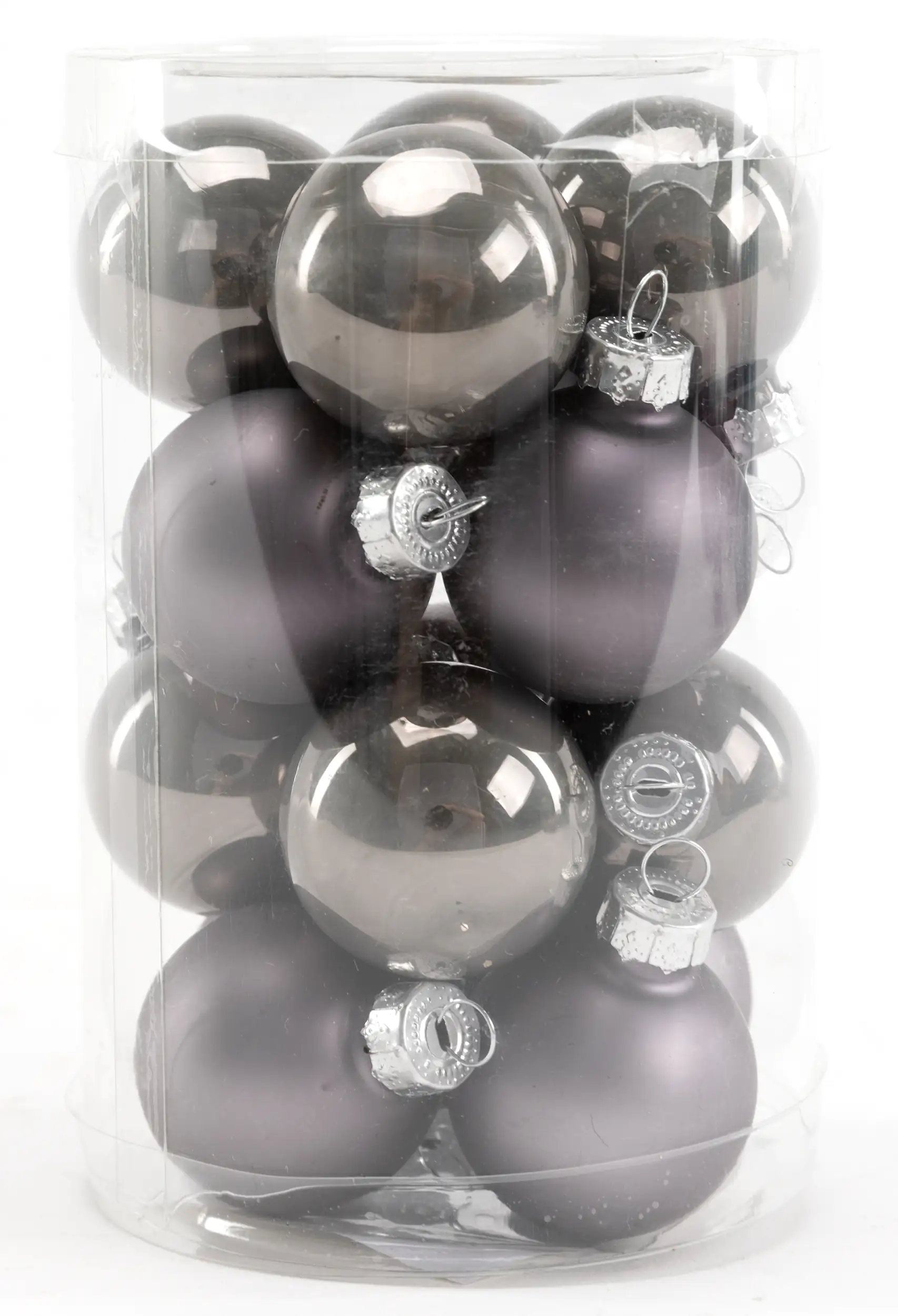 4333692537940 TrendLine Mini-Christbaumkugeln aus Glas Ø 3,5 cm warmgrau 16 Stück