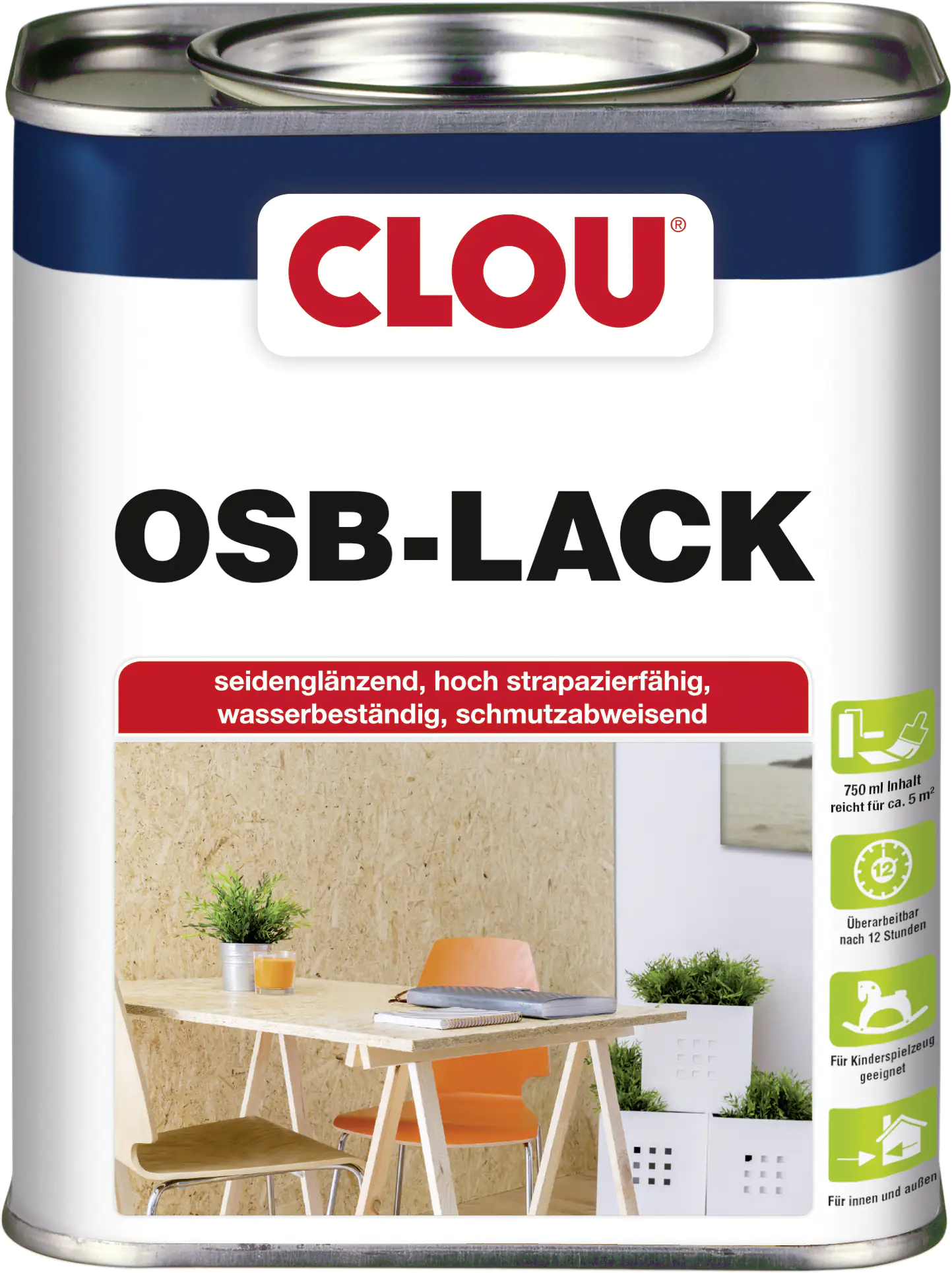 Clou OSB Lack 750 ml seidenglänzend
