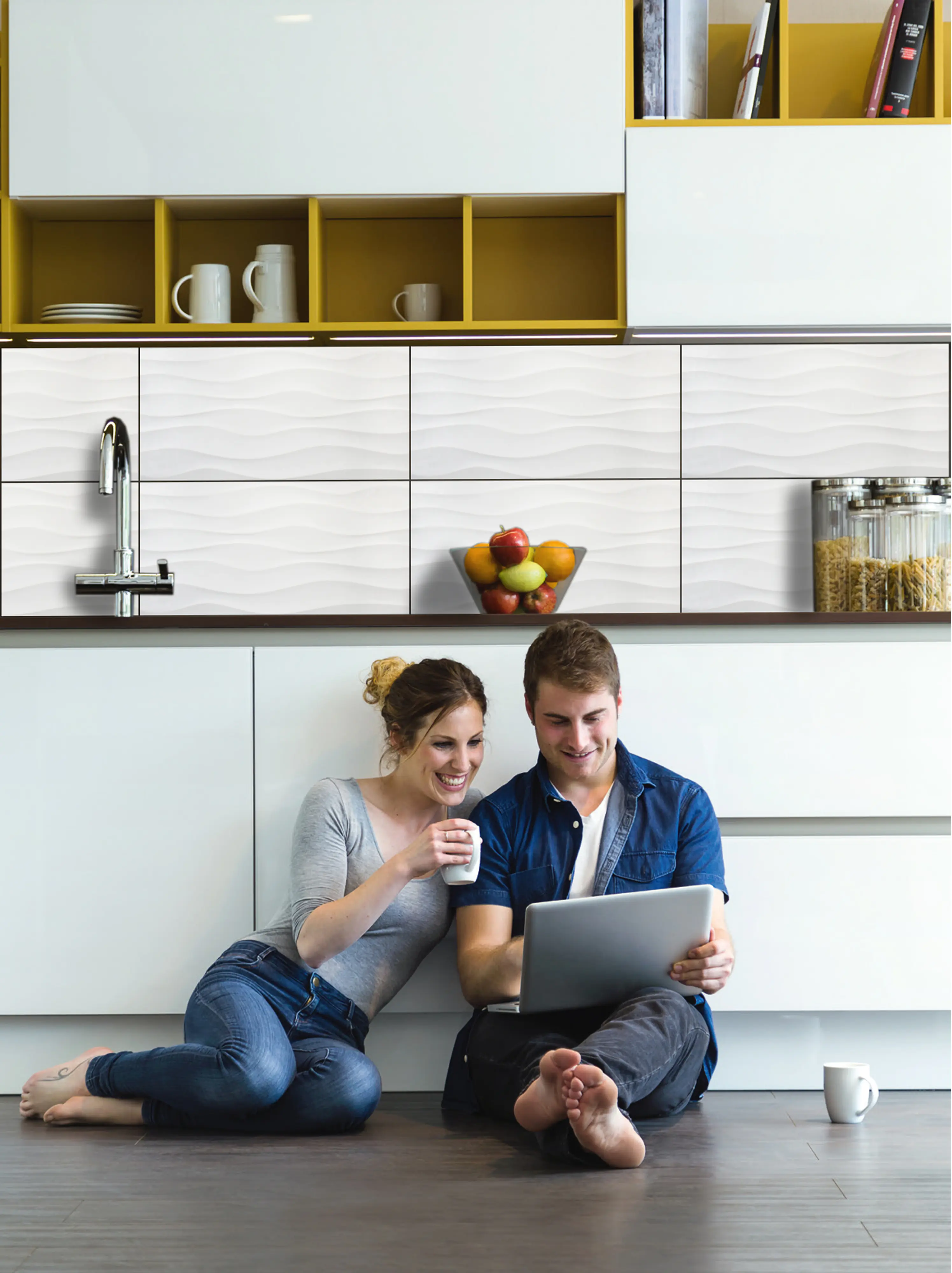 Wandfliese Alaska Wave 30 x 60 cm weiß matt