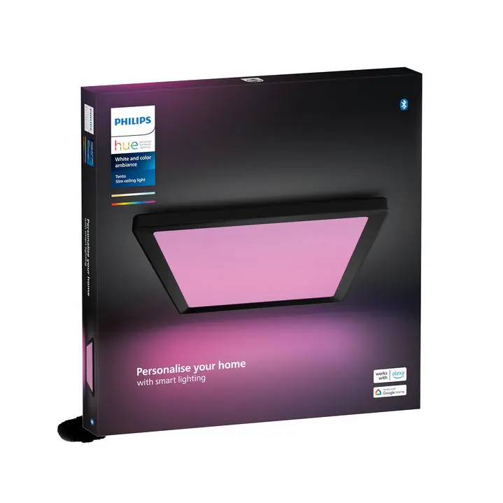 Philips Hue LED Deckenleuchte Tento eckig schwarz 39,5 x 39,5 cm RGB