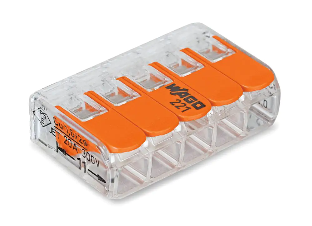 Wago Compact Hebelklemme 211 Anzahl Leiter: 5, 0,14 - 4 mm², 25 Stück Wago Compact Hebelklemme 211 Anzahl Leiter: 5, 0,14 - 4 mm², 25 Stück