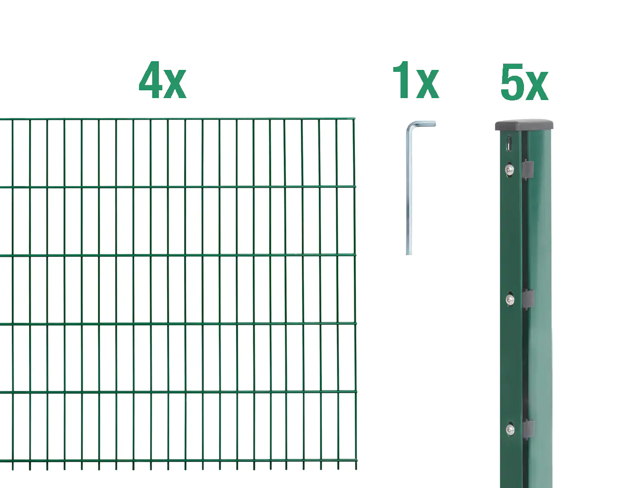 Alberts Doppelstabmatten-Grundset 10 m 250 x 123 cm 6/5/6 grün
