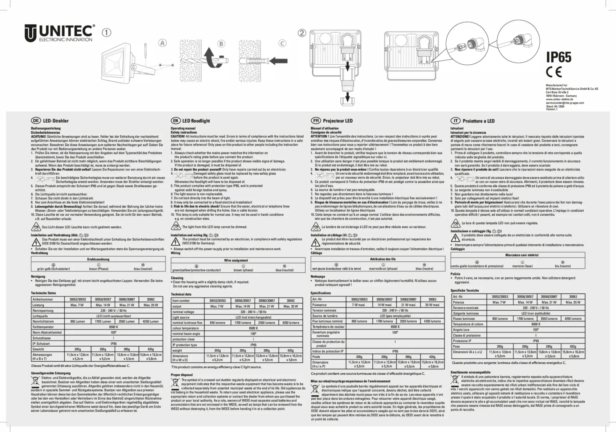 UniTec LED Strahler anthrazit 14 W 1700 lm 