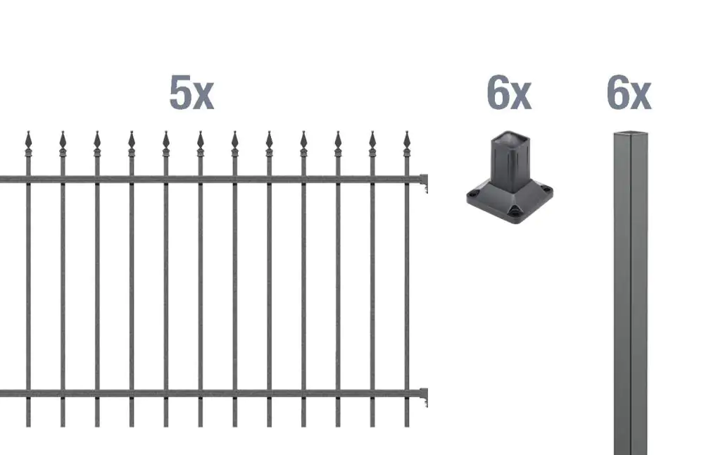 Alberts Komplettset Zaun Chaussee 10 m 100 cm anthrazit zA Alberts Komplettset Zaun Chaussee 10 m 100 cm anthrazit zA