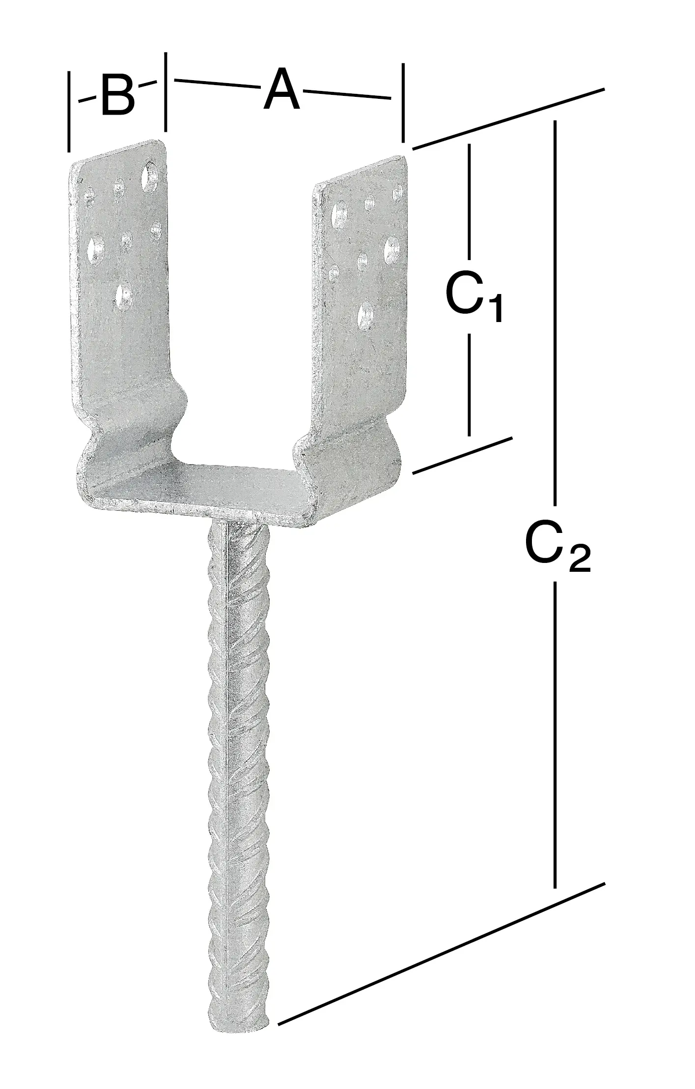Vormann Schwere Stützenschuhe feuerverzinkt 101 x 60 x 125/325 mm