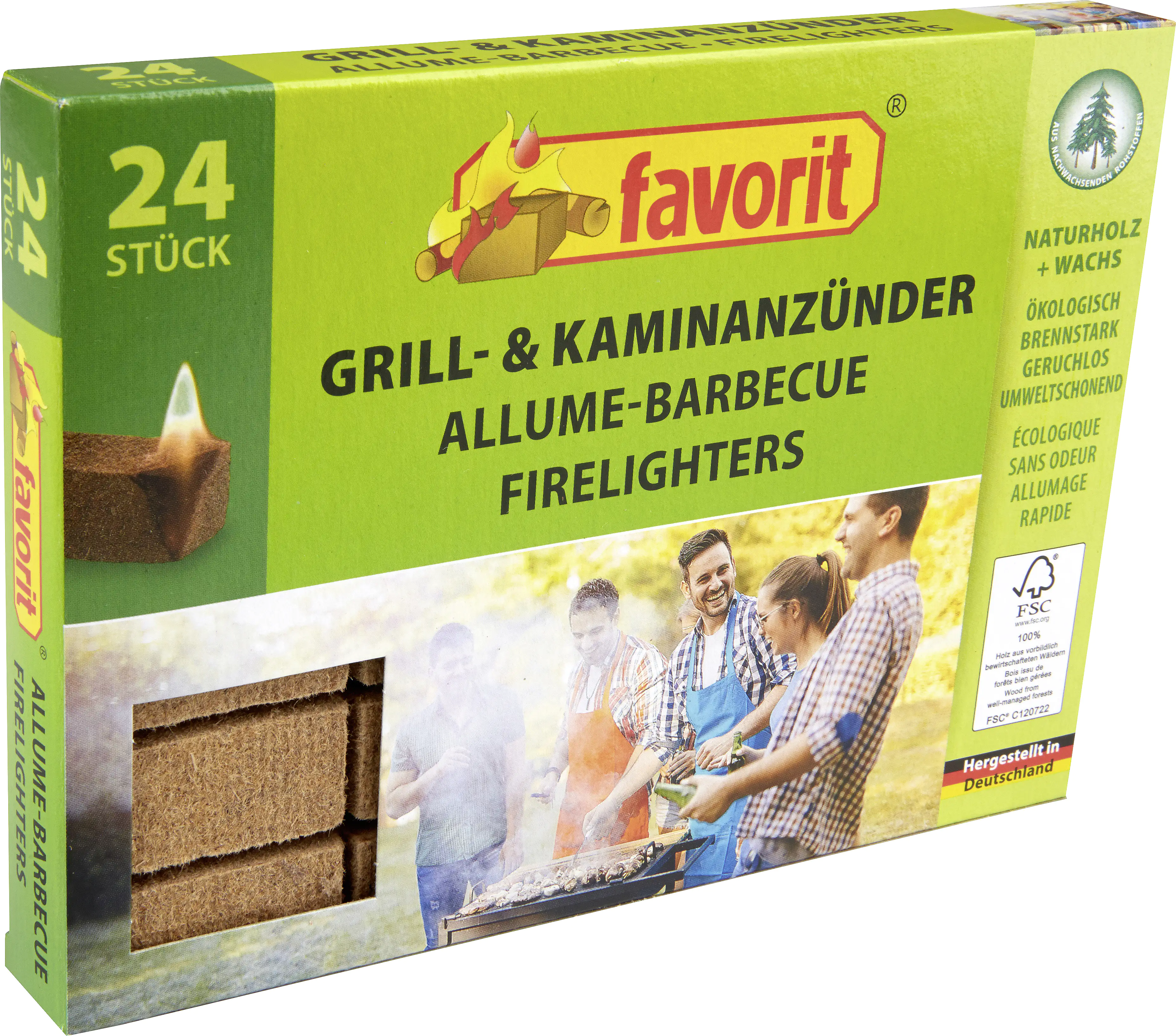 Favorit Grill-Kaminanzünder Naturholz und Wachs 24 Stück