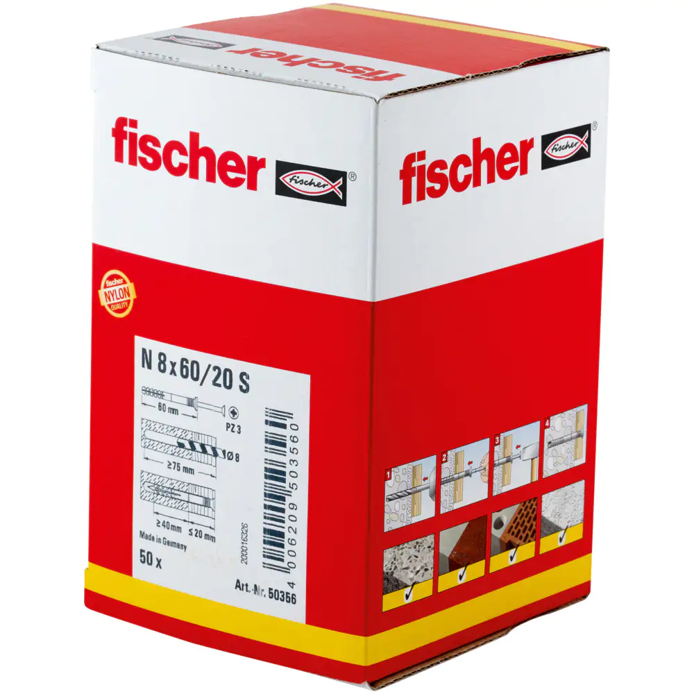 Fischer Nageldübel N 8.0 x 60 mm - 50 Stück Fischer Nageldübel N 8.0 x 60 mm - 50 Stück