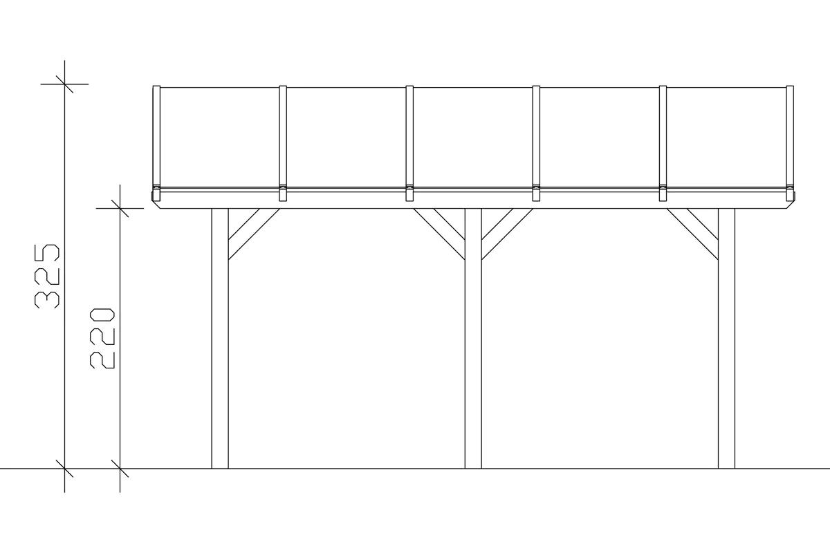 SKAN HOLZ Bogendach-Carport Franken 635 x 541 cm, lasiert in Eiche hell