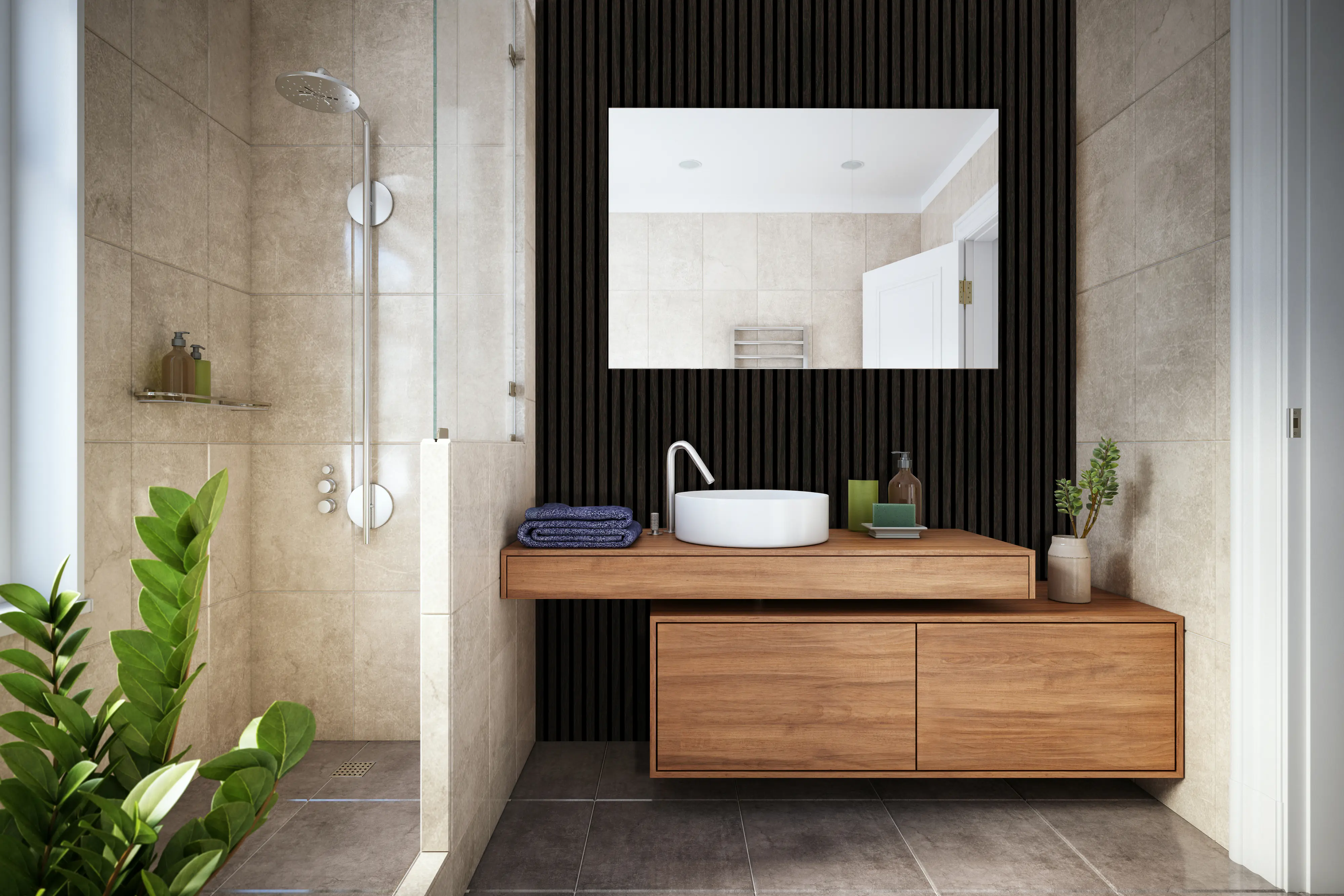 Neuhofer Akustikpaneel Eiche foliert 240 x 56,5 x 1,7 cm braun dunkel