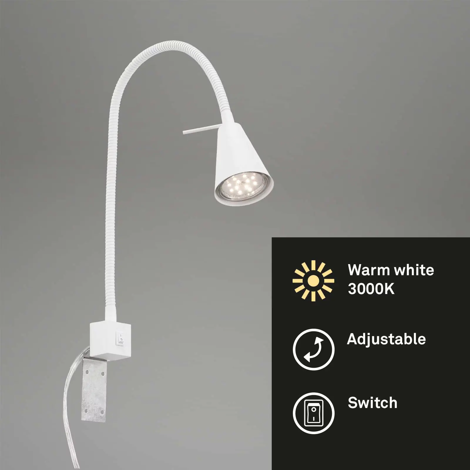 Briloner LED Wandleuchte Tuso weiß 5W, warmweiß