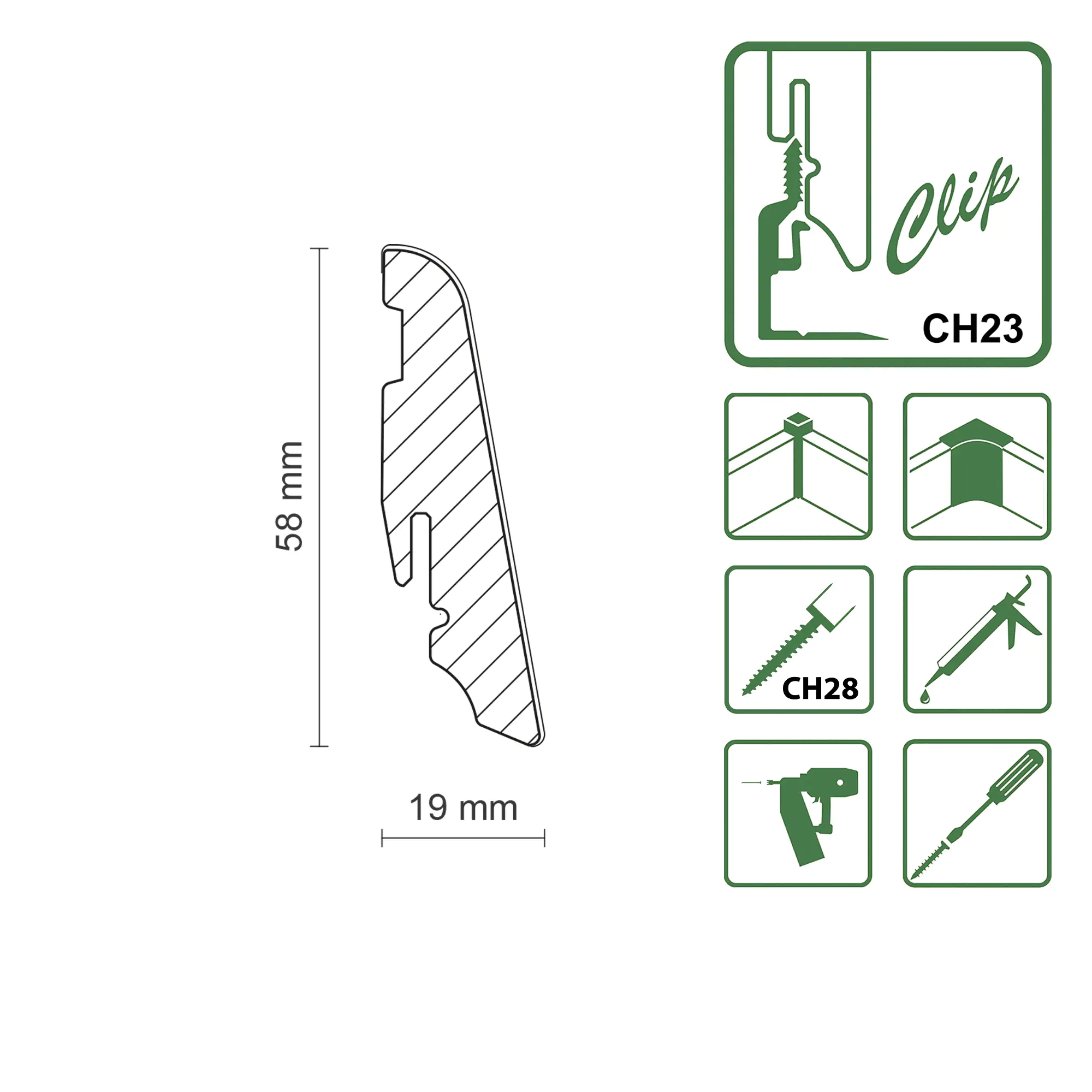 Neuhofer Fußleiste 240 cm 58 x 19 mm Pine whitewashed Neuhofer Fußleiste 240 cm 58 x 19 mm Pine whitewashed