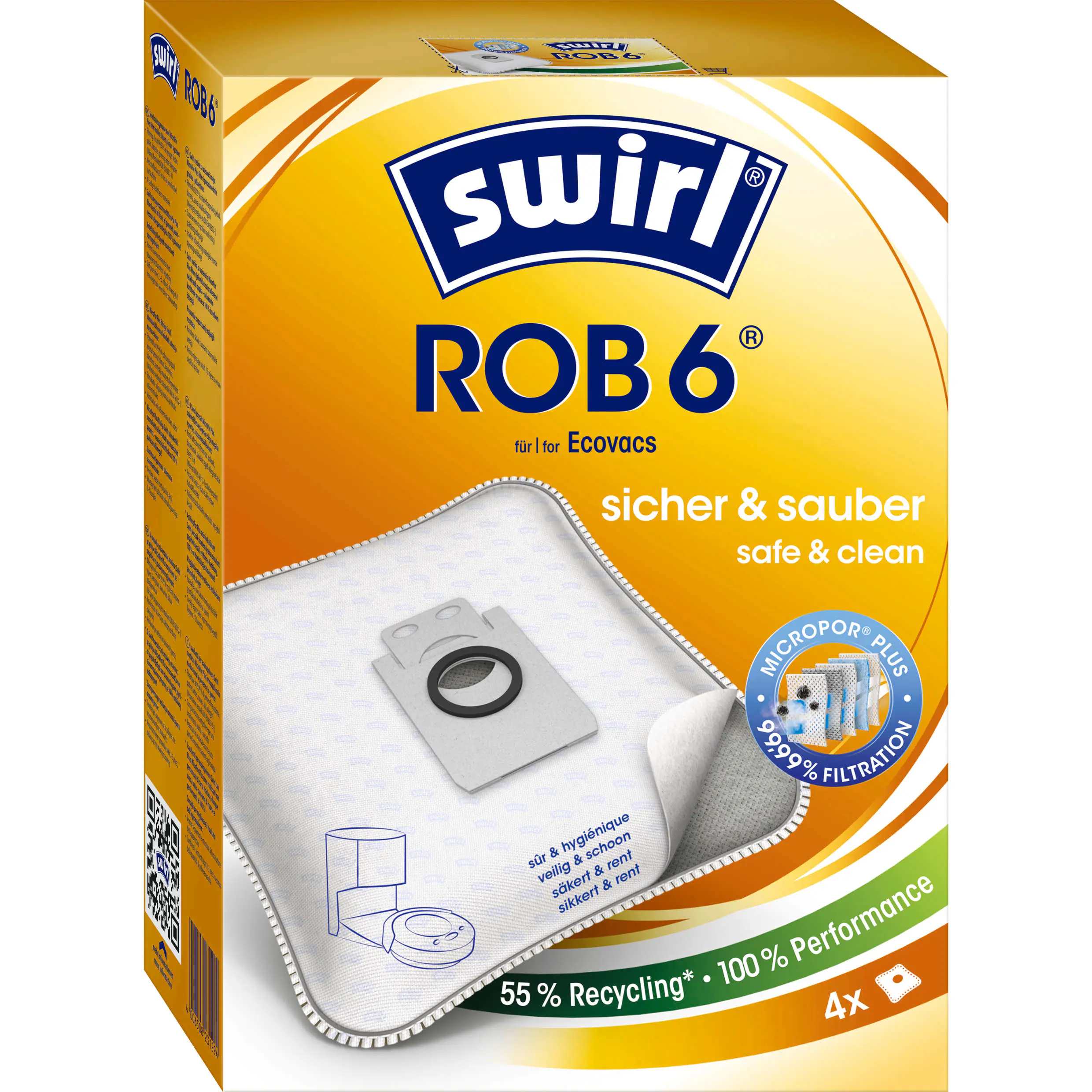 Swirl ROB 6 EcoPor Staubsaugerbeutel 4 Staubbeutel