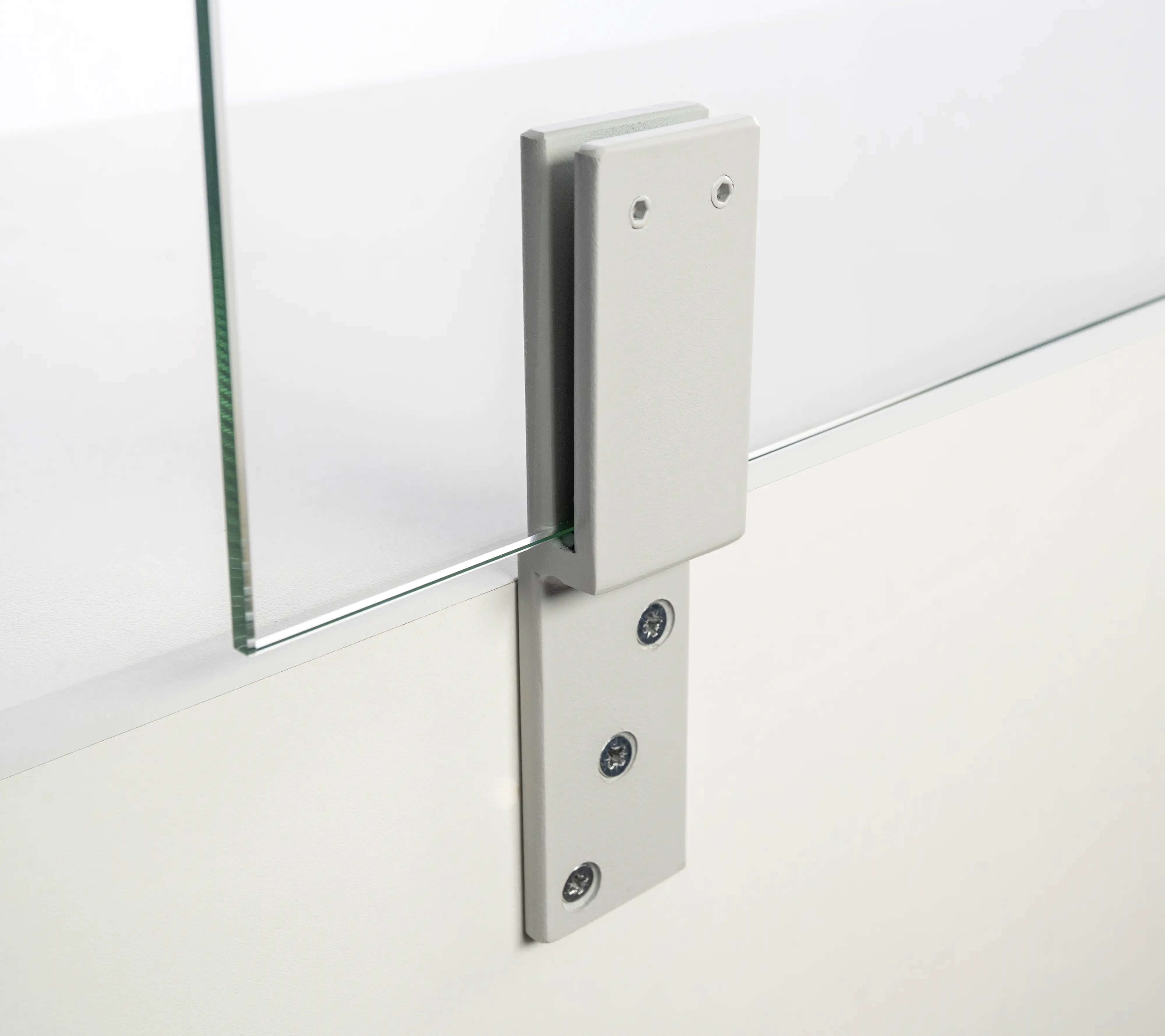 Thekenhalter für 6 mm ESG-Glas lichtgrau lackiert