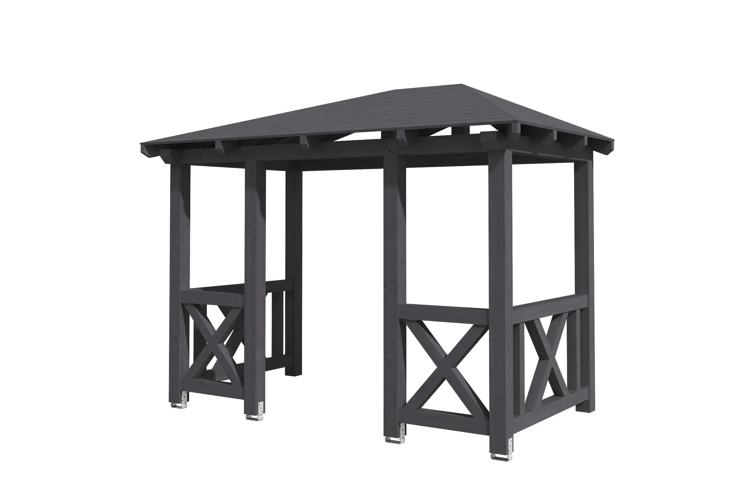 SKAN HOLZ Vordach Wismar Typ 7 351 x 187 cm, lasiert in Schiefergrau