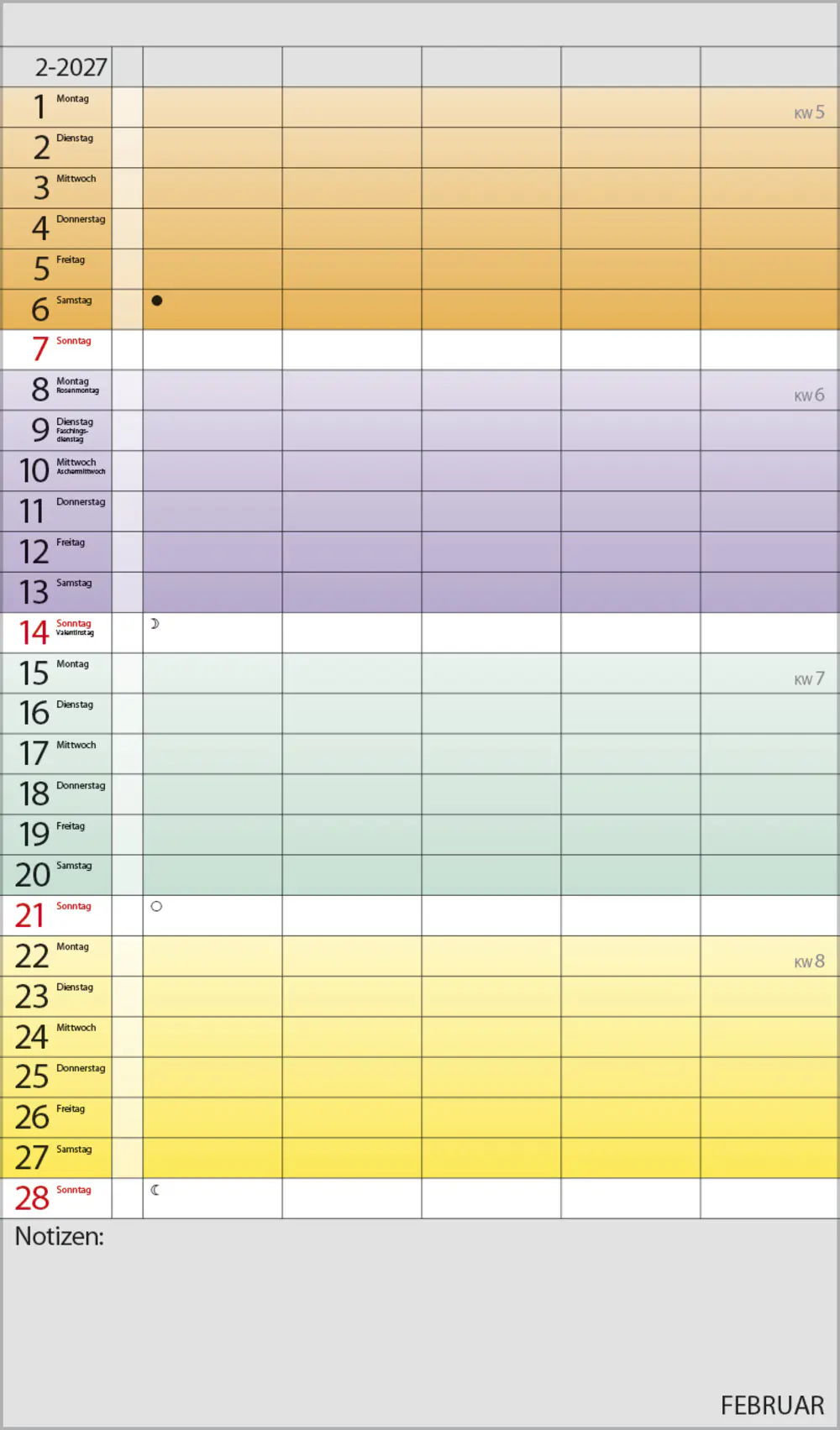 Korsch Kalender Familienplaner 2027 Farbenspiel 27 x 46 cm