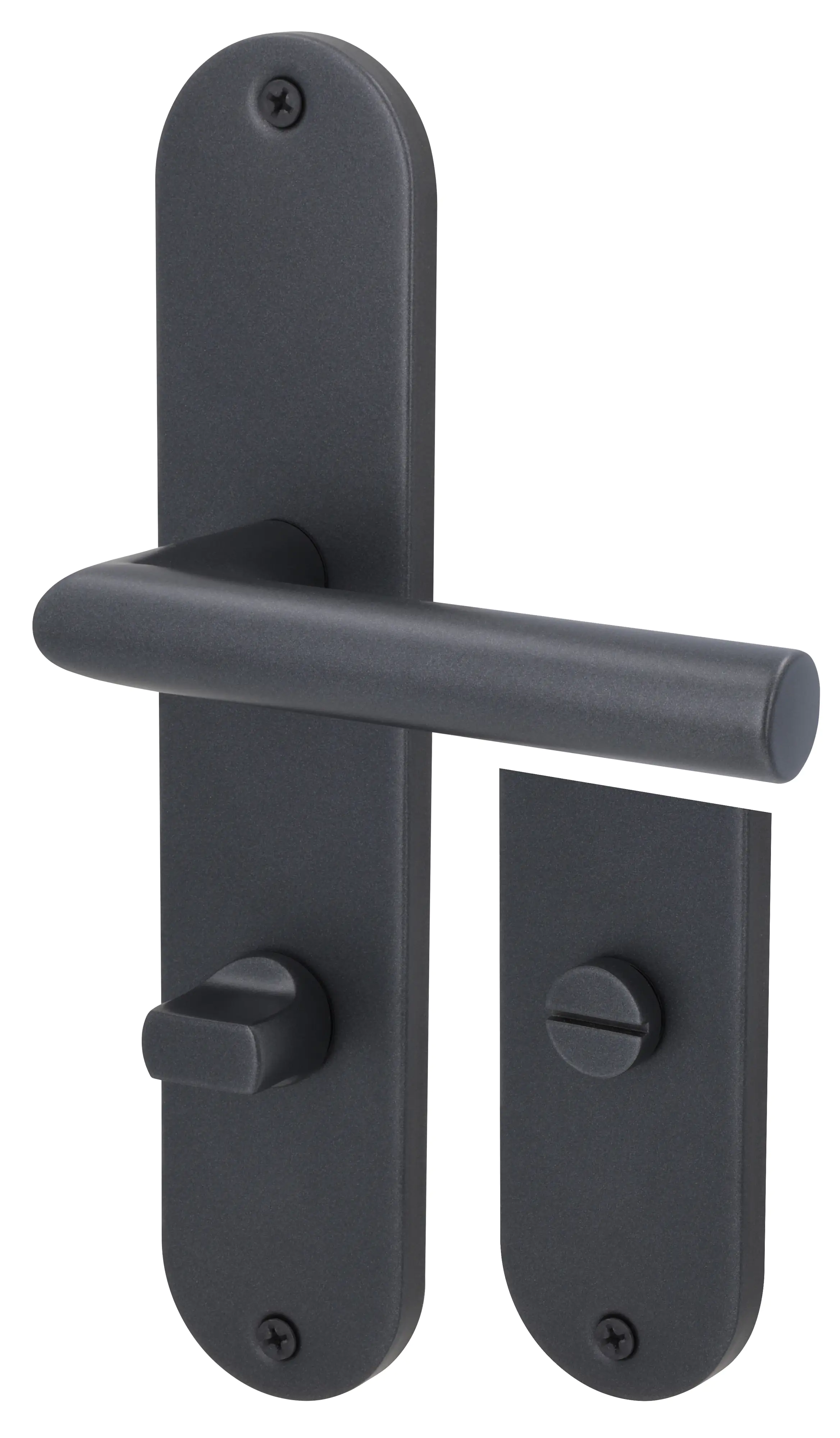 Alpertecc WC-Langschildgarnitur Conte Edelstahl kaschmirgrau abgerundet