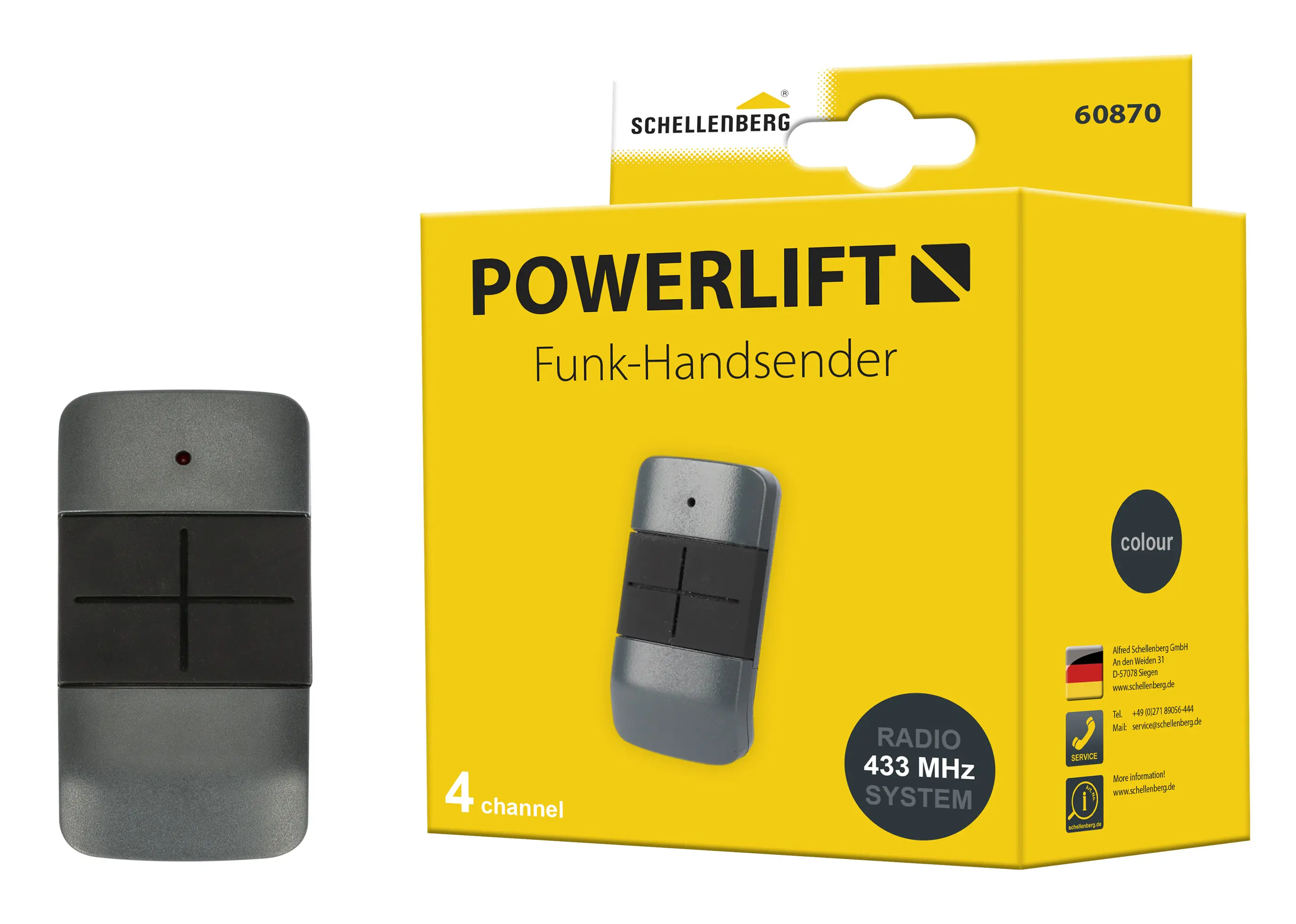 Schellenberg Funk-Handsender Powerlift 4-Kanal für Garagentore