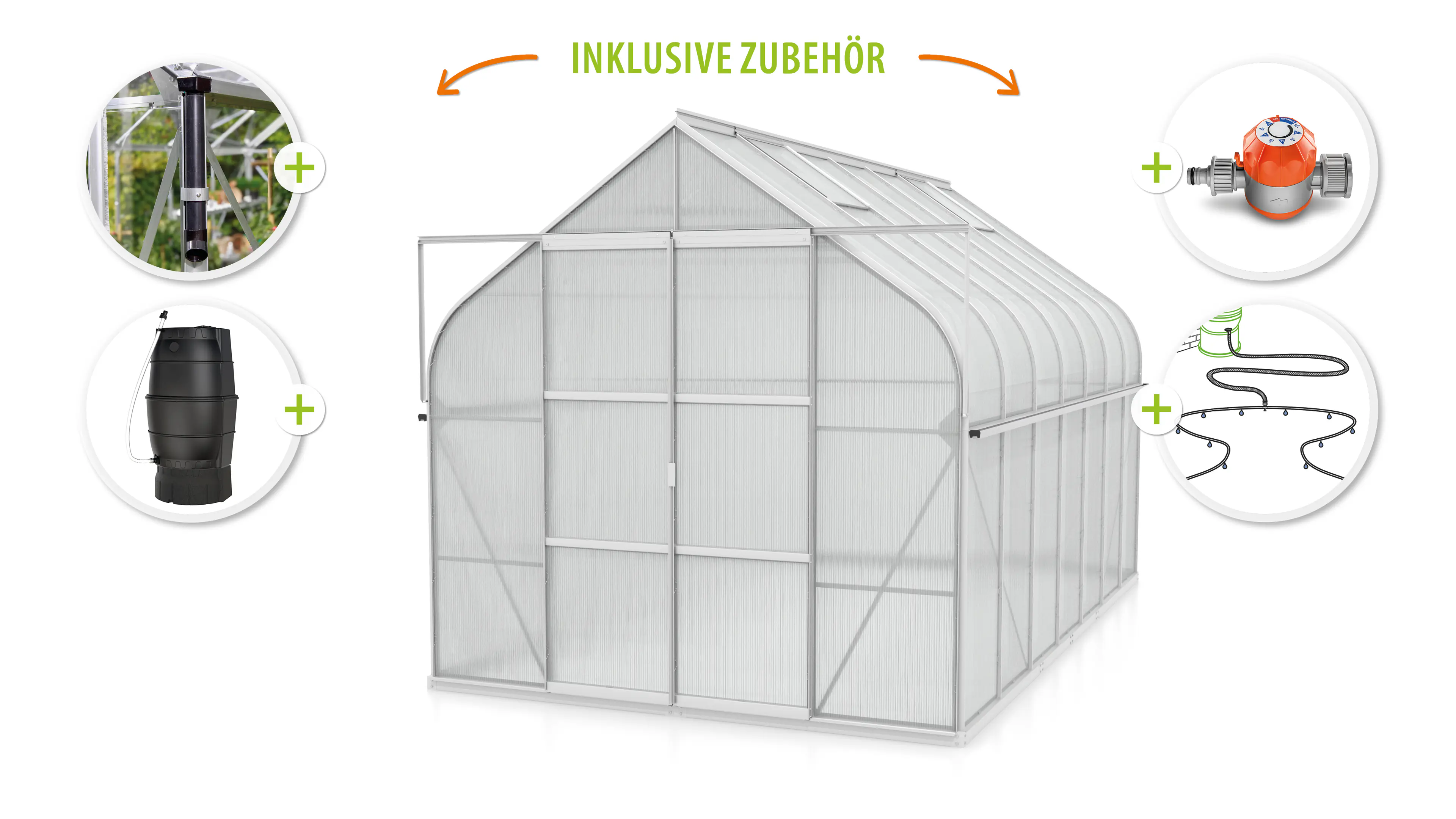 Vitavia Gewächshaus-Set-Set Dione 11500 HKP 4 mm alu 254 x 441 cm