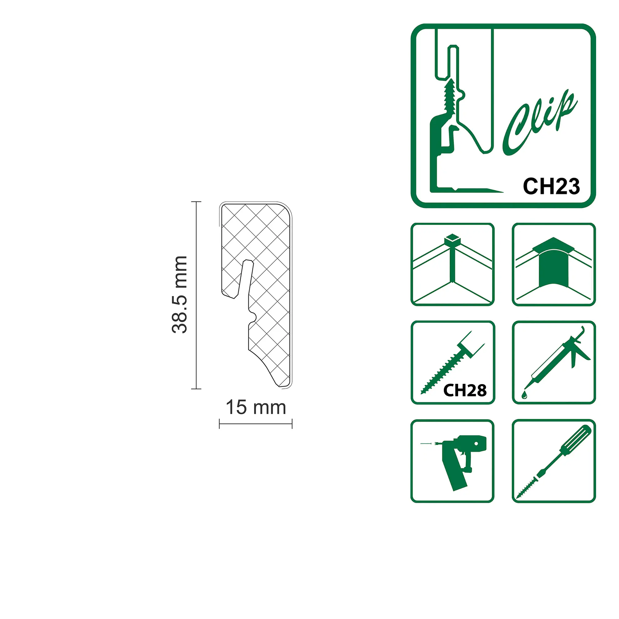 FN Neuhofer Fußleiste 240 cm 38,5 x 15 mm Eiche nova Scandic natur foliert