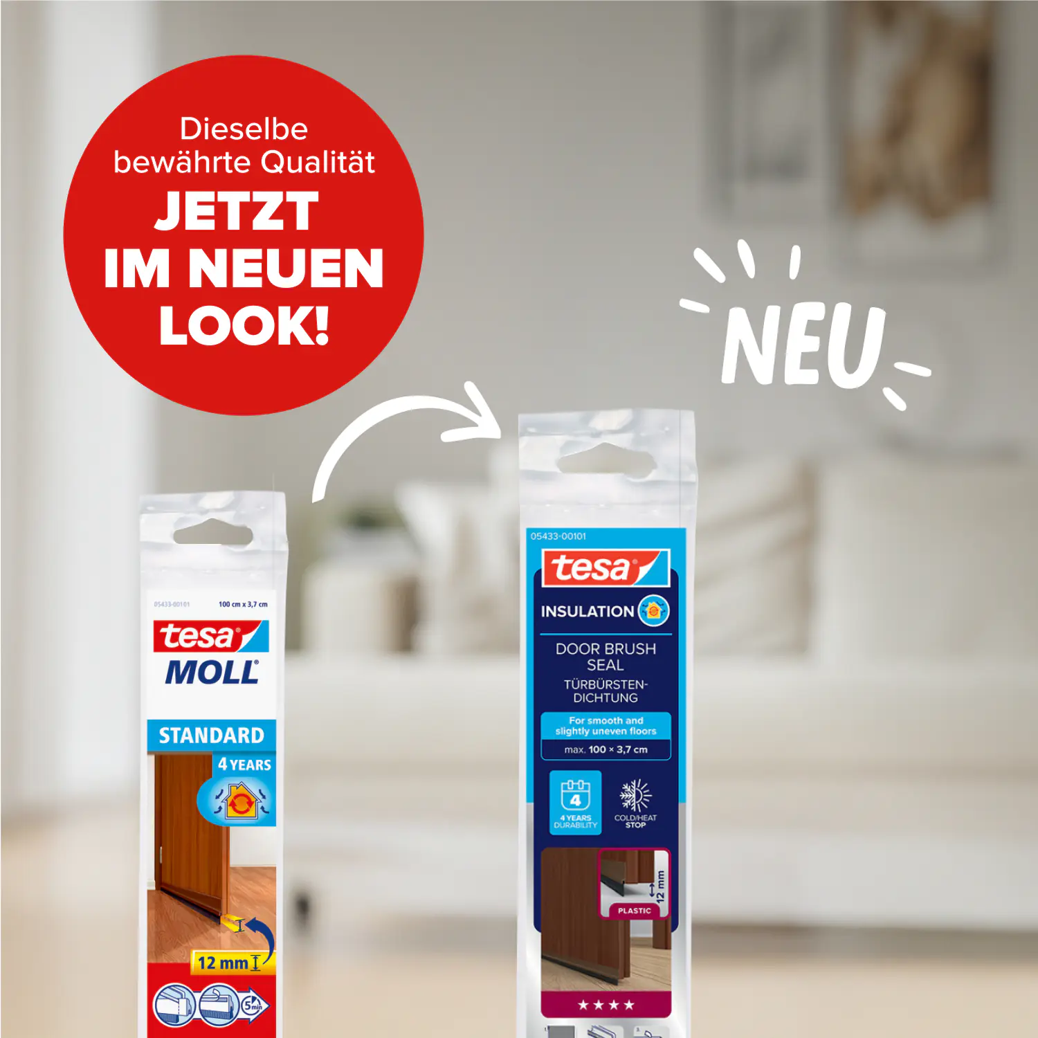 tesa Moll Türdichtschiene braun, für Spalten bis 12 mm