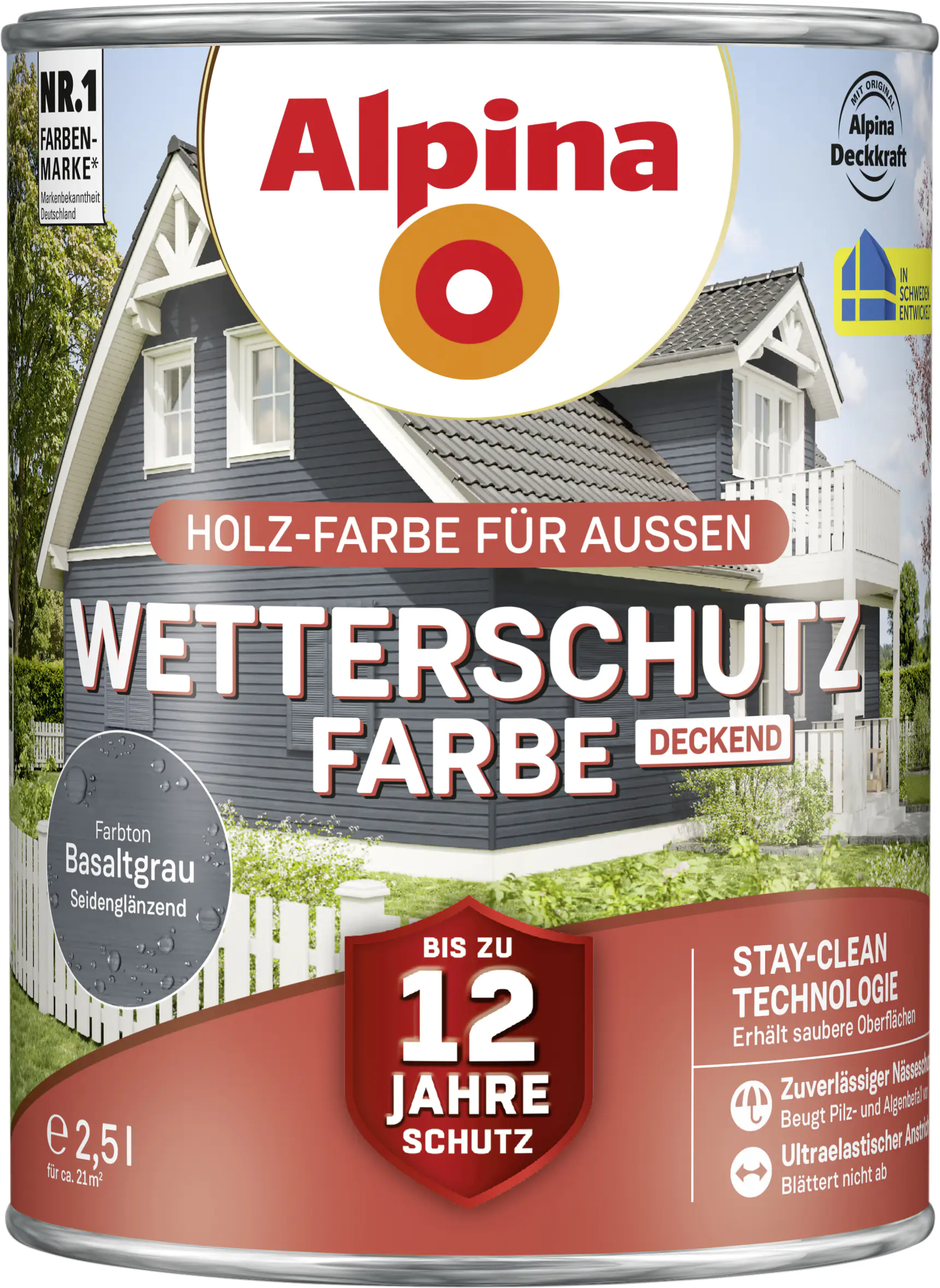 Alpina Wetterschutzfarbe 2,5 L basaltgrau Alpina Wetterschutzfarbe 2,5 L basaltgrau