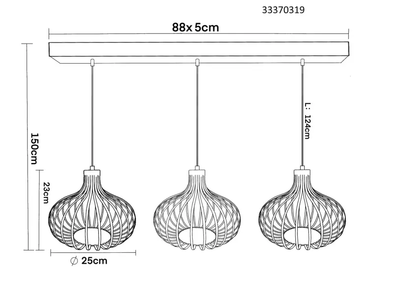 Globo Hängeleuchte Mateo 103 x 150 cm cremefarben matt