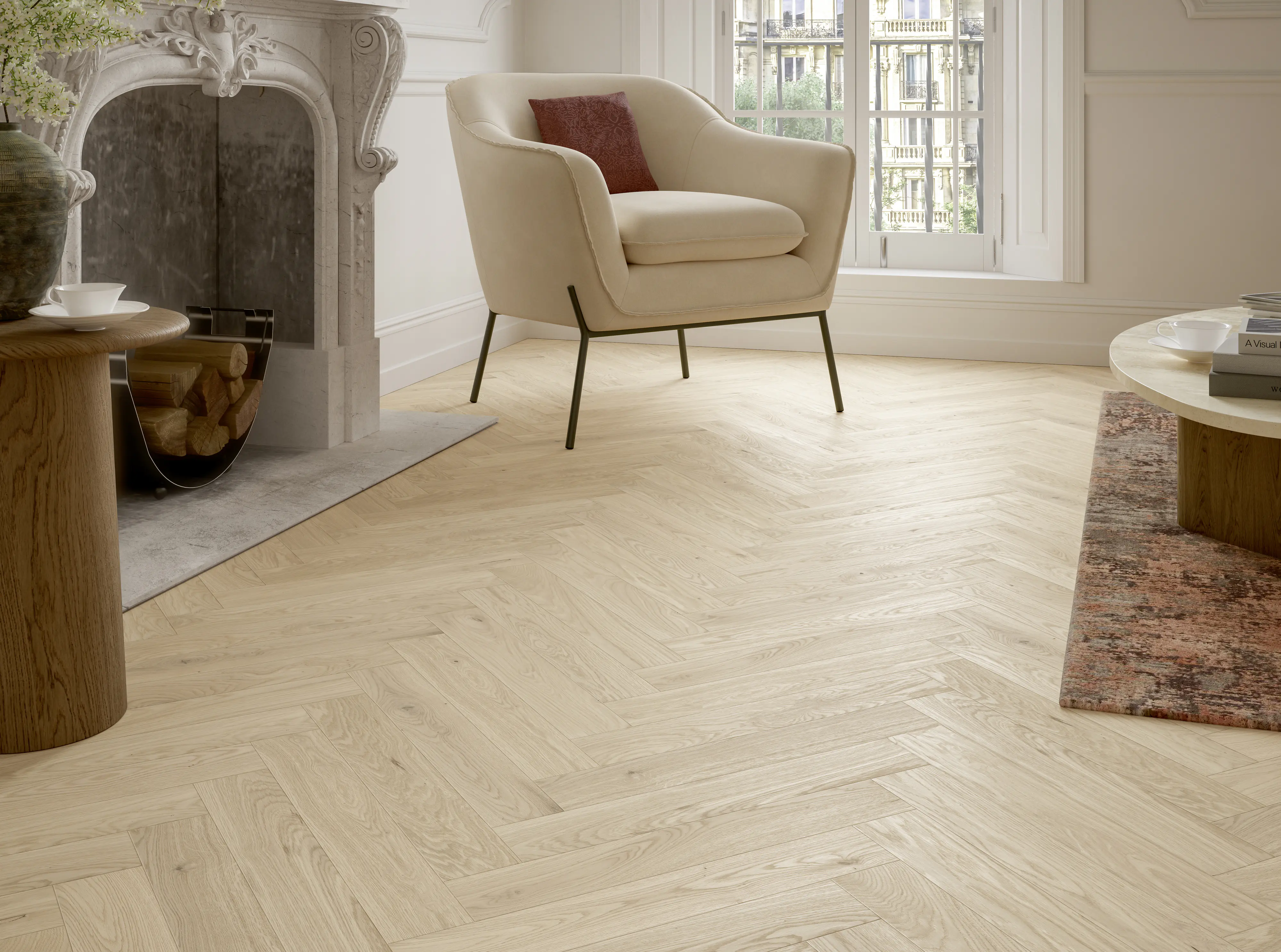 Parador Parkett Trendtime 3 Living Plus Eiche Bardolino weiß lackversiegelt matt weiß Minifase