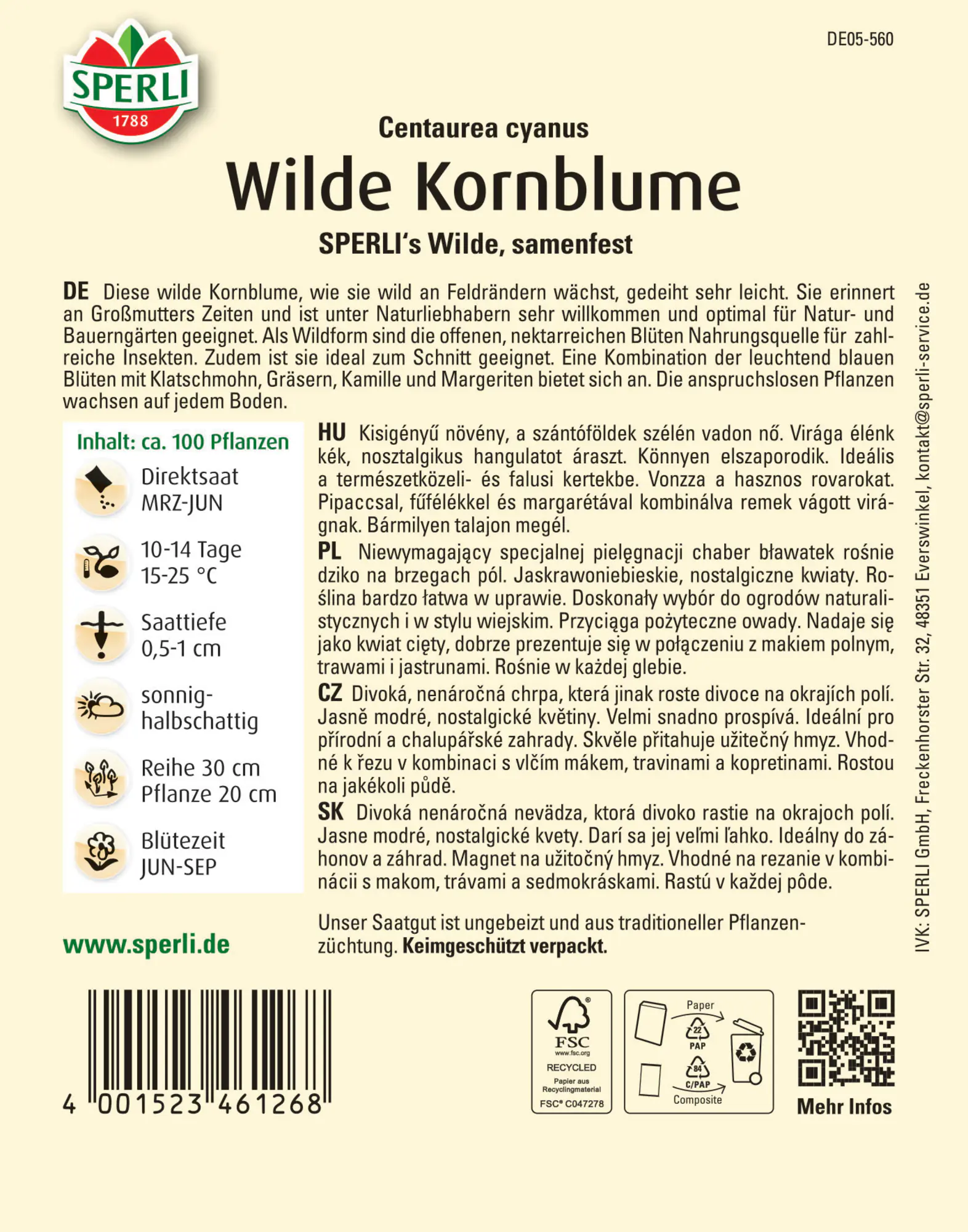 Sperli Wilde Kornblume SPERLI's Wilde
