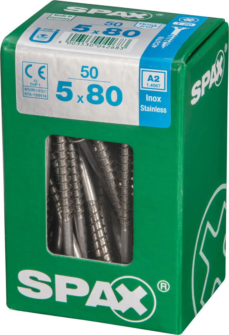 Spax Universalschrauben 5.0 x 80 mm TX 20 Senkkopf - 50 Stk.