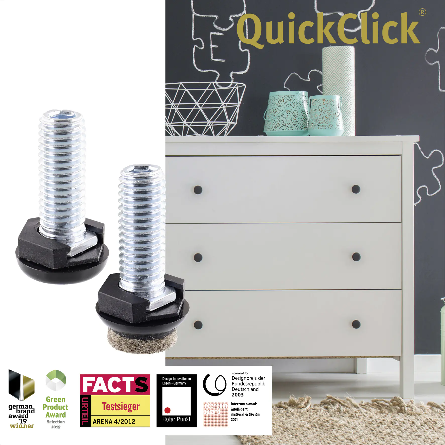 Wagner Möbelfuß Justus Kunststoff Ø 2 x 2,5 cm schwarz 4 Stück