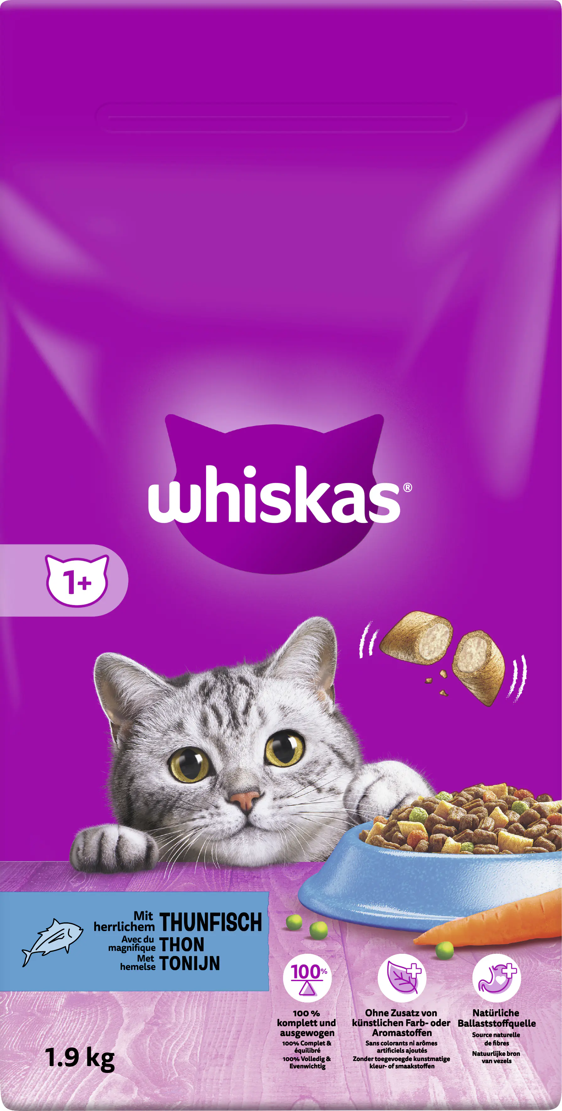 Whiskas Trockenfutter Adult 1+ mit Thunfisch 1,9 kg