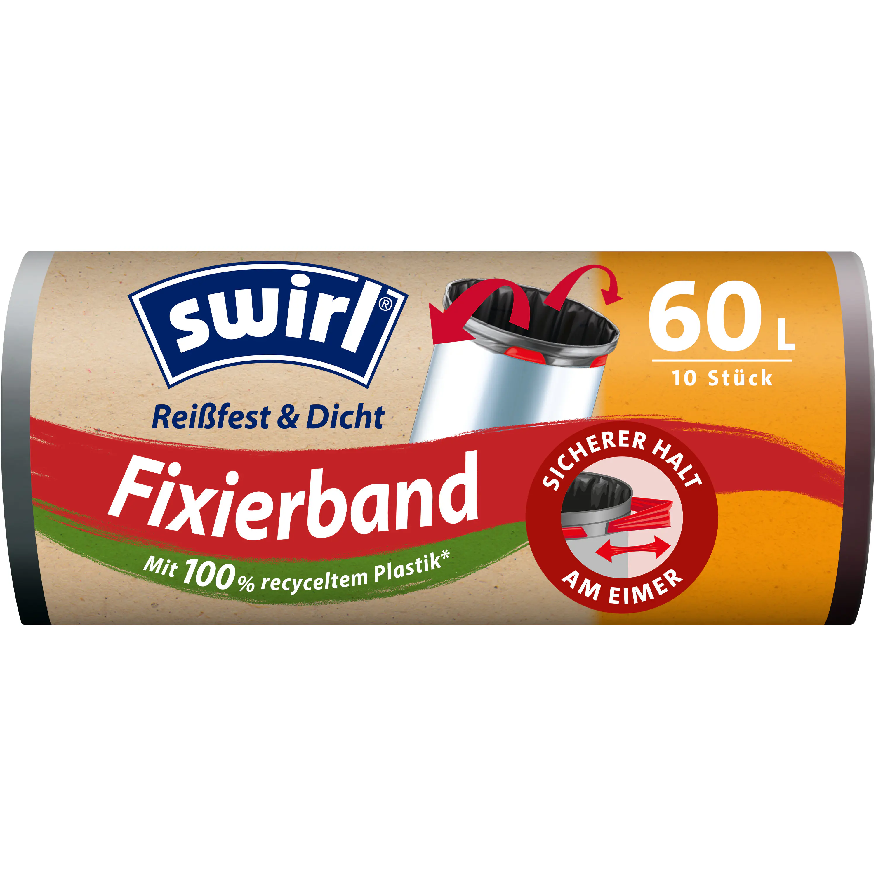 Swirl® 60 l Fixierband-Müllbeutel Reißfest & Dicht