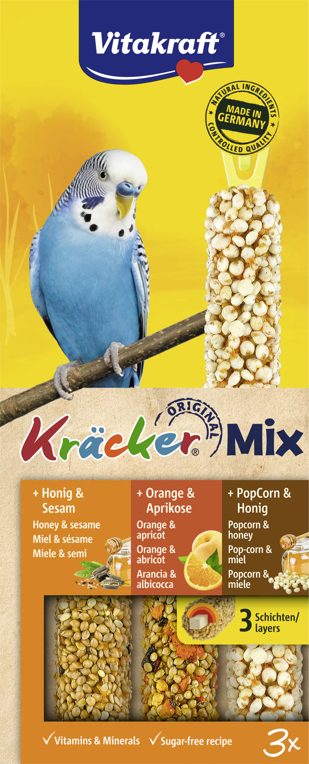 Vitakraft Kräcker®Trio Honig Orange PopCorn 3 Stück / 80 g