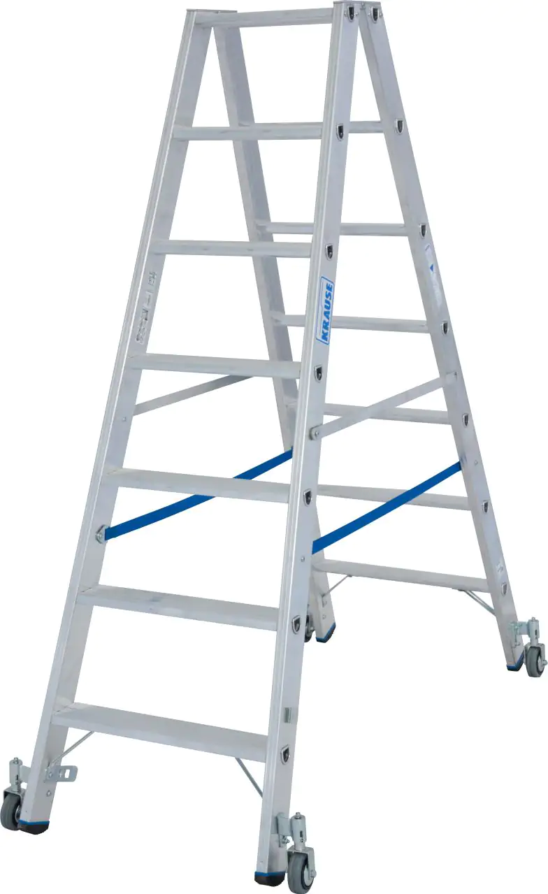 Krause Aluminium-Doppelleiter STABILO fahrbar 3,20 m