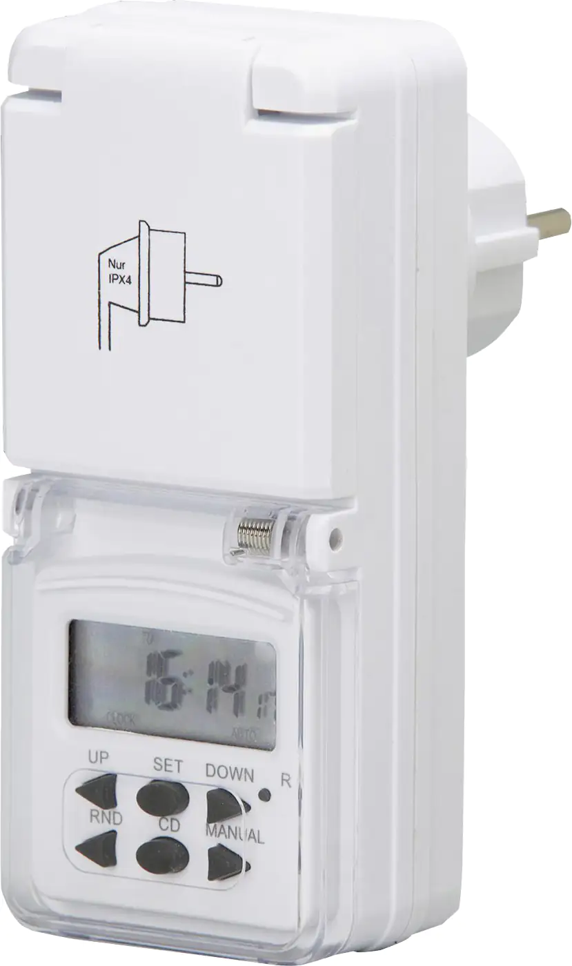 Wochenzeitschaltuhr mini 1.800 W mit Schutzabdeckung digital, weiß, IP44