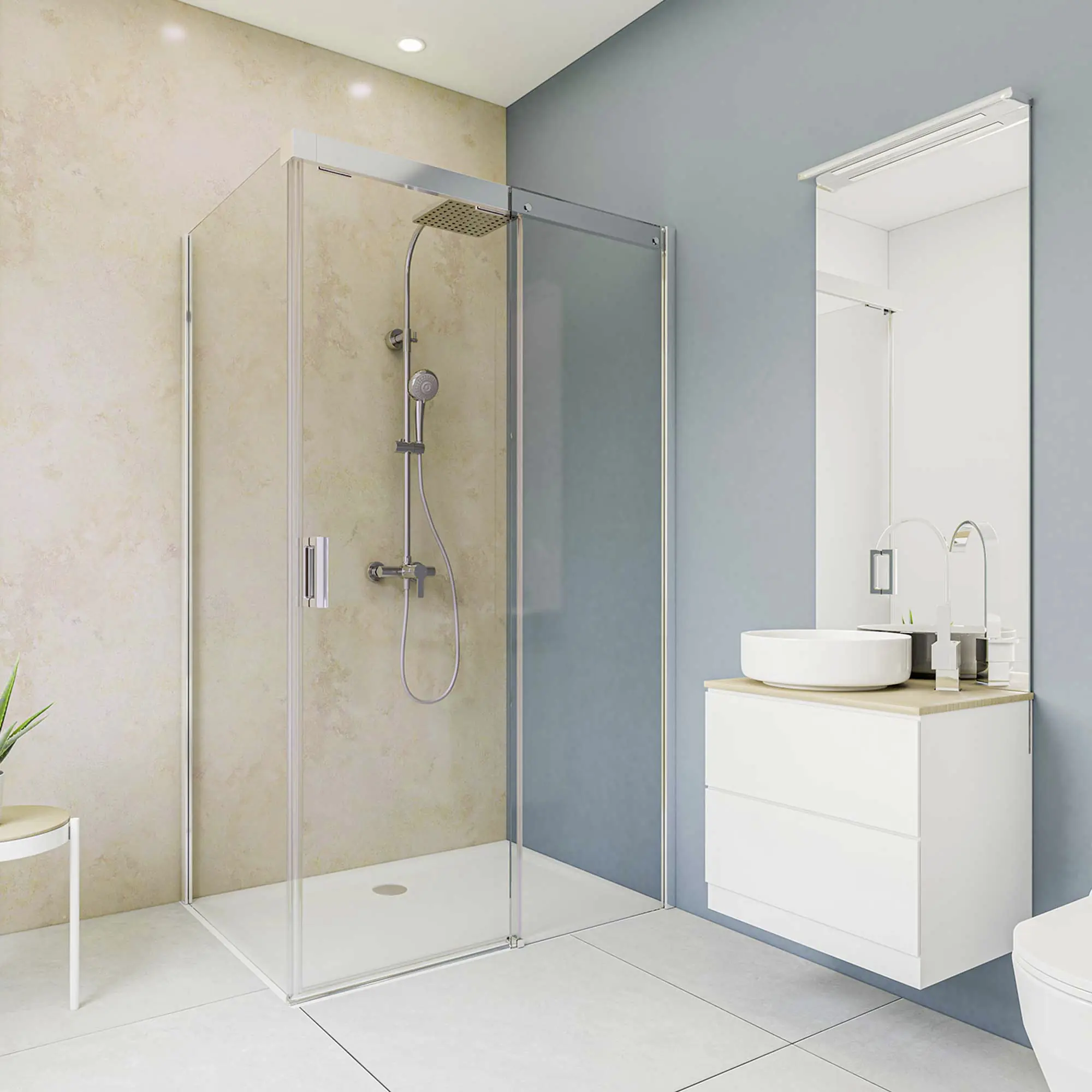 Breuer Duschrückwand Hochglanz Sandstein beige Dekor 150 x 255 x 0,3 cm