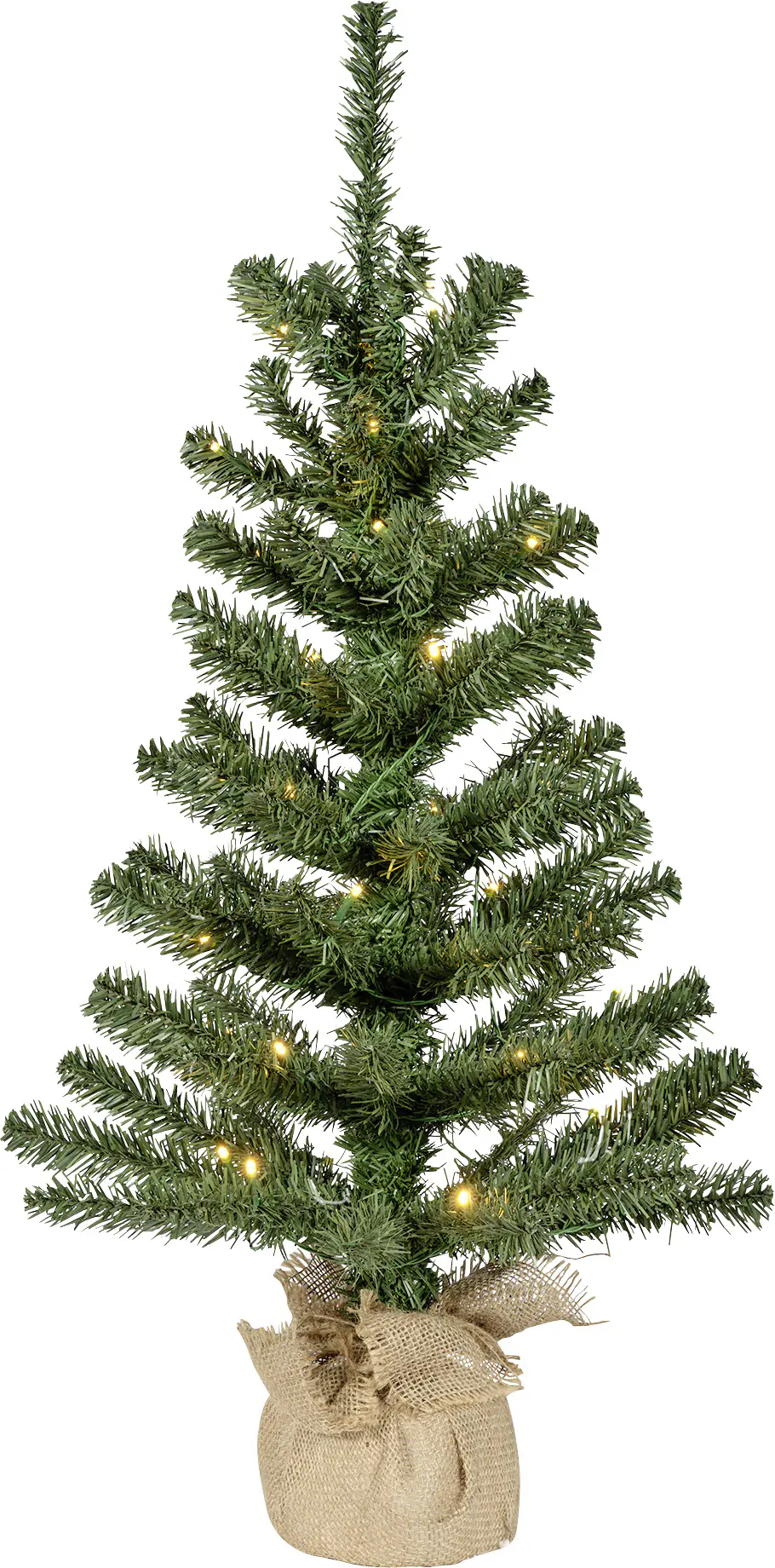 Everlands Mini Weihnachtsbaum im Jutesack 75 cm grün beleuchtet warmweiß